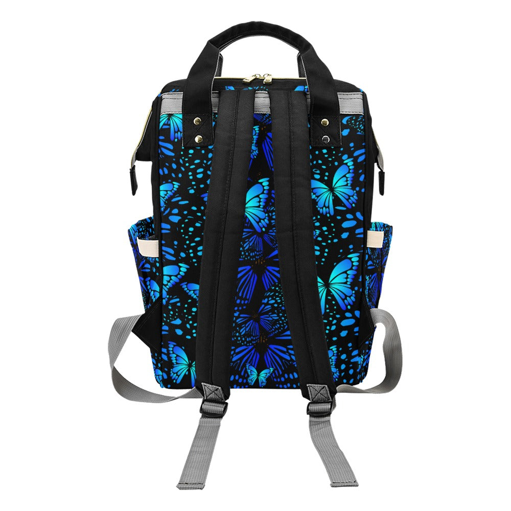 Butterflies Blue Multi Function Backpack with Black Handles