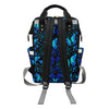 Butterflies Blue Multi Function Backpack with Black Handles