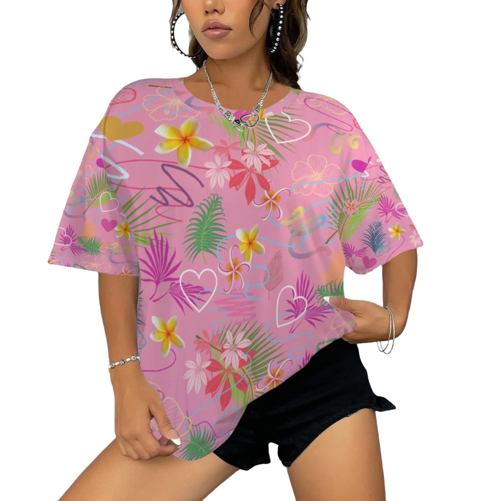 Hawaiian Pink Baggy Women's Top up to 6 XL (FWS)