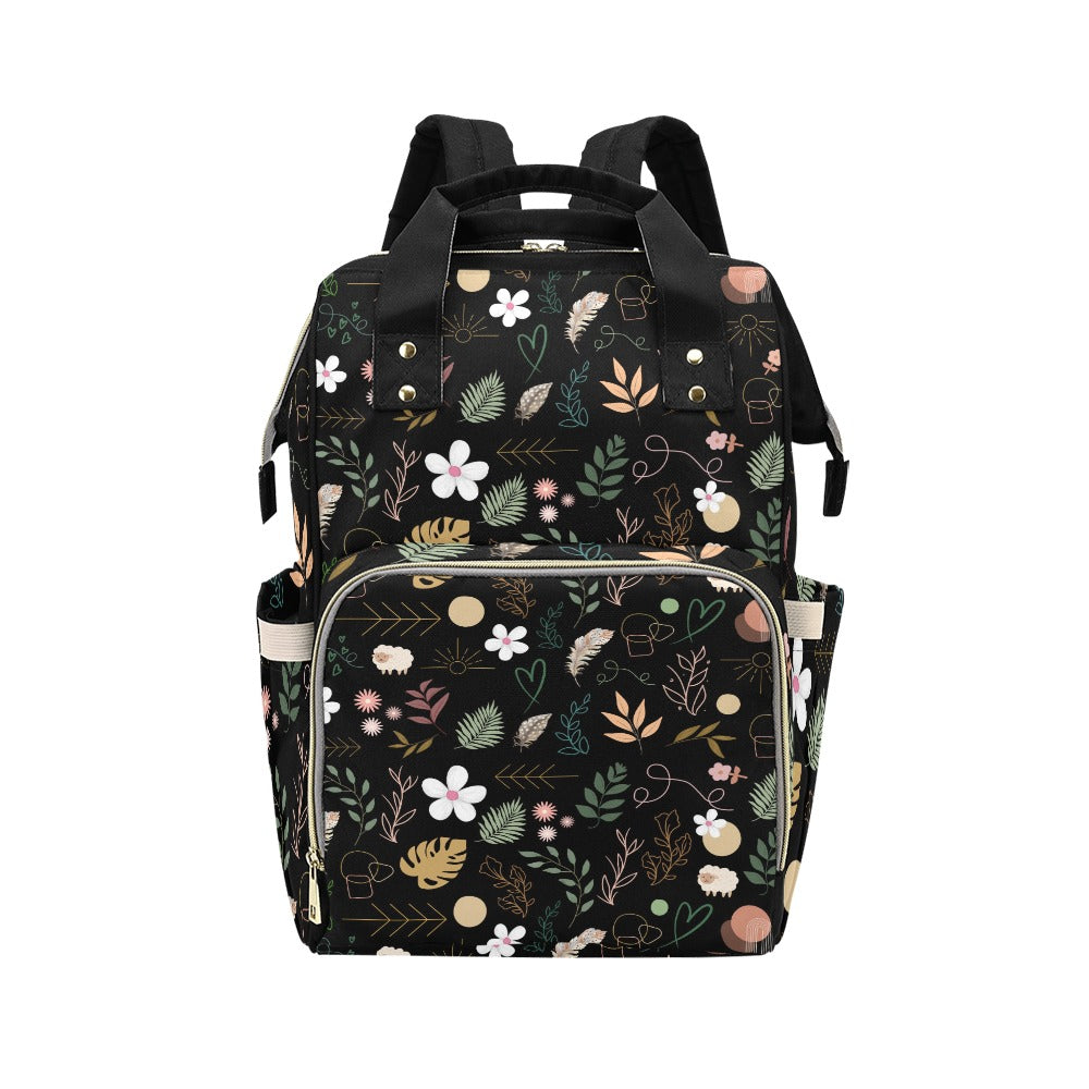 Boho Black Multi Function Backpack with Black Handles