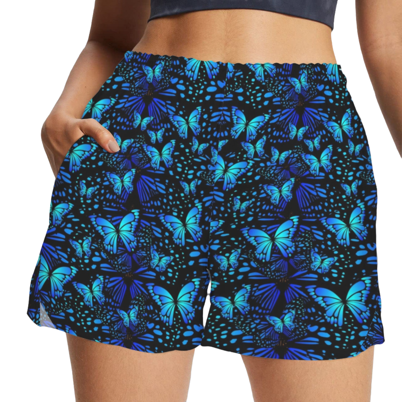 Butterflies Blue Zip Pocket Shorts up to 5 XL (FWS)