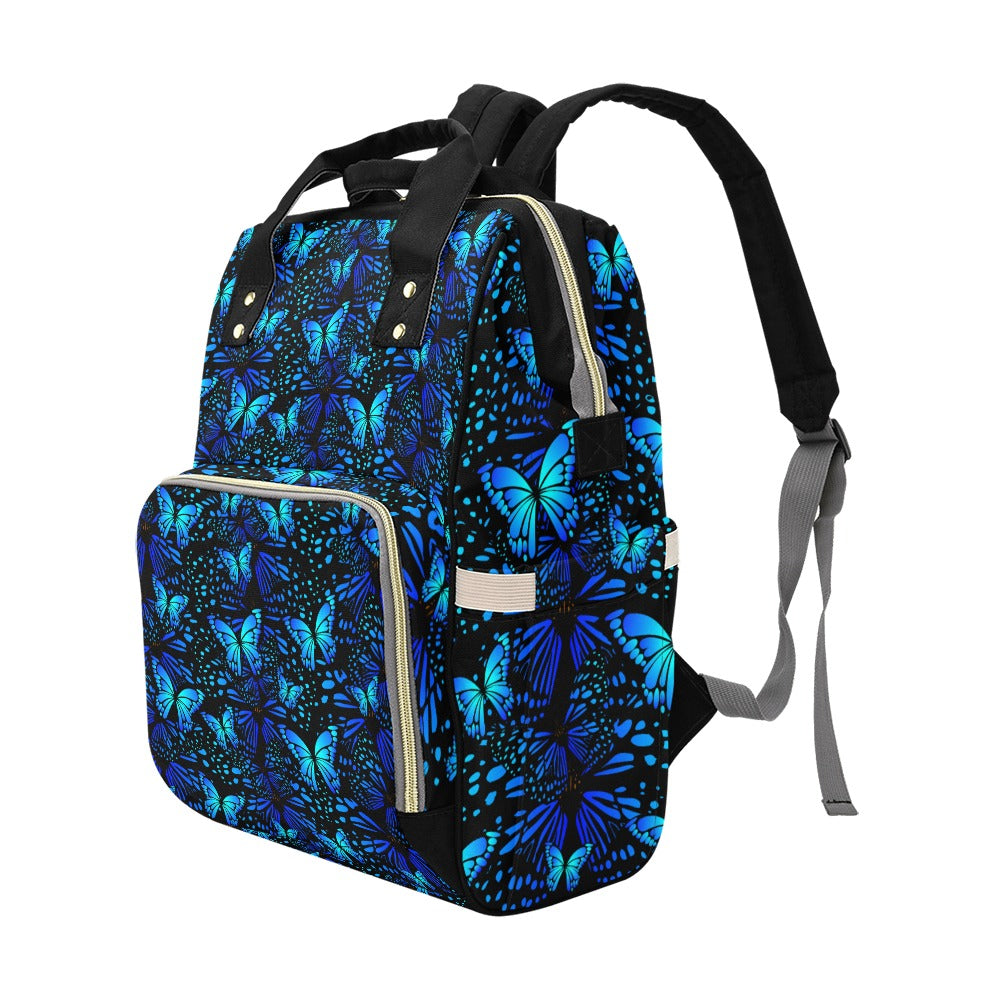 Butterflies Blue Multi Function Backpack with Black Handles