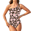 Japanese Pink Flowers Dark Keyhole Bathing Suit up to 5 XL (FWS)