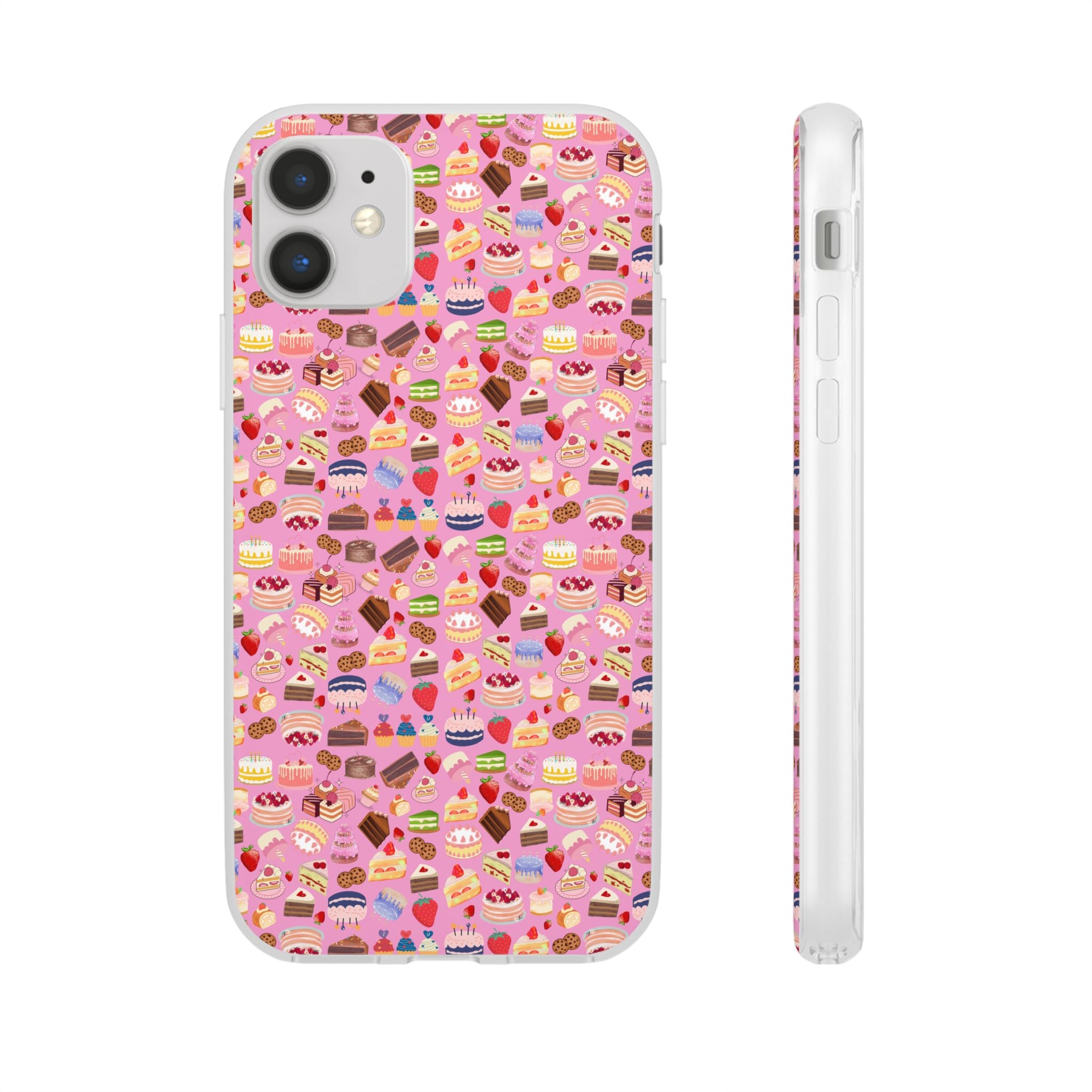 Happy Cake Pink Flexi Clear Cases for Most Phone Types (FWS)