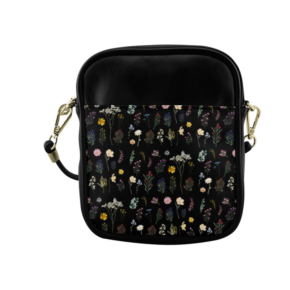 Wildflowers Black Sling Shoulder Bag