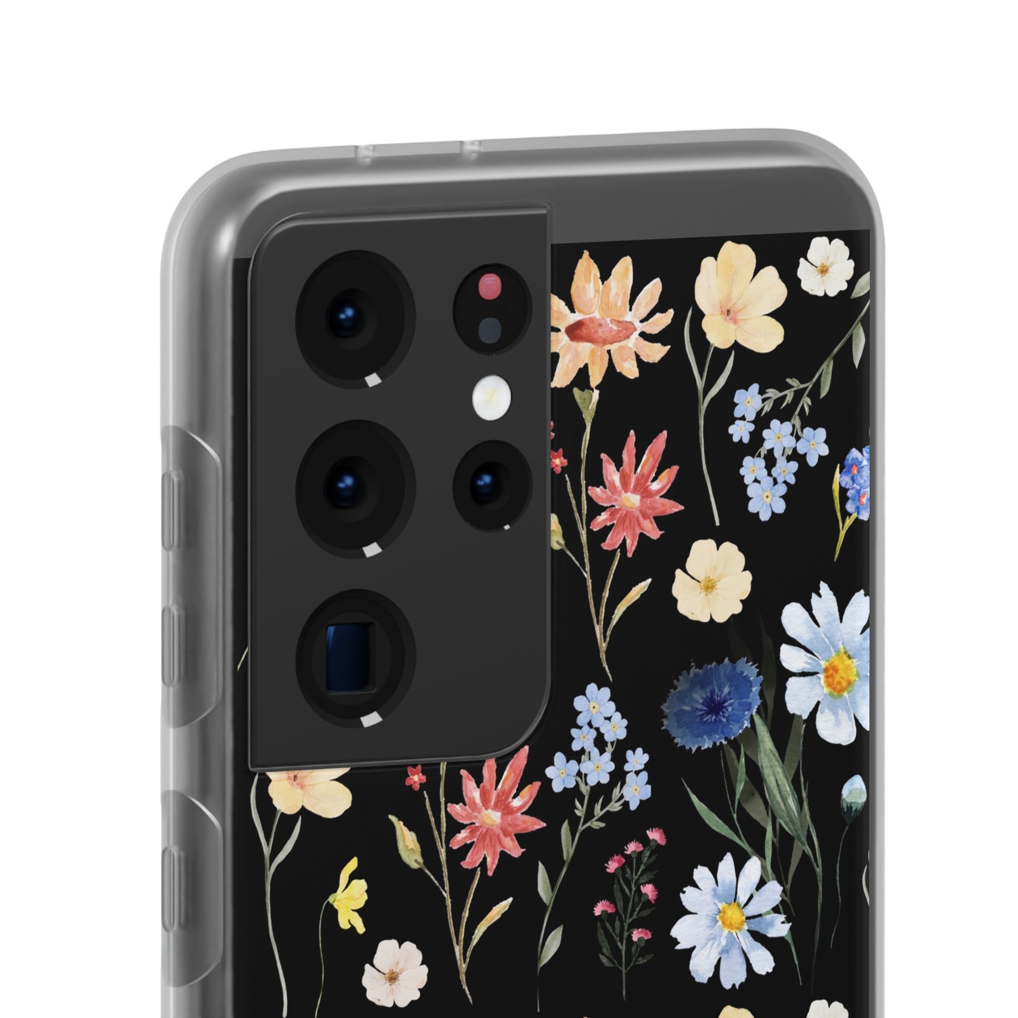 Wildflowers Painted Black Flexi Clear Cases for Most Phone Types (FWS)