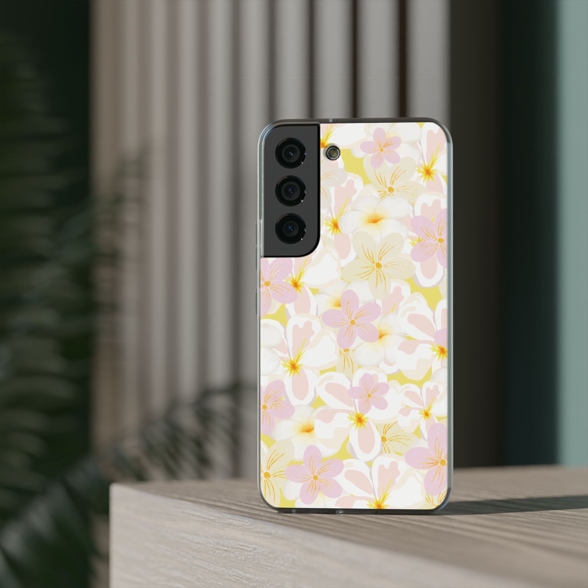 Pastel Frangipanis Yellow Flexi Clear Cases for Most Phone Types (FWS)