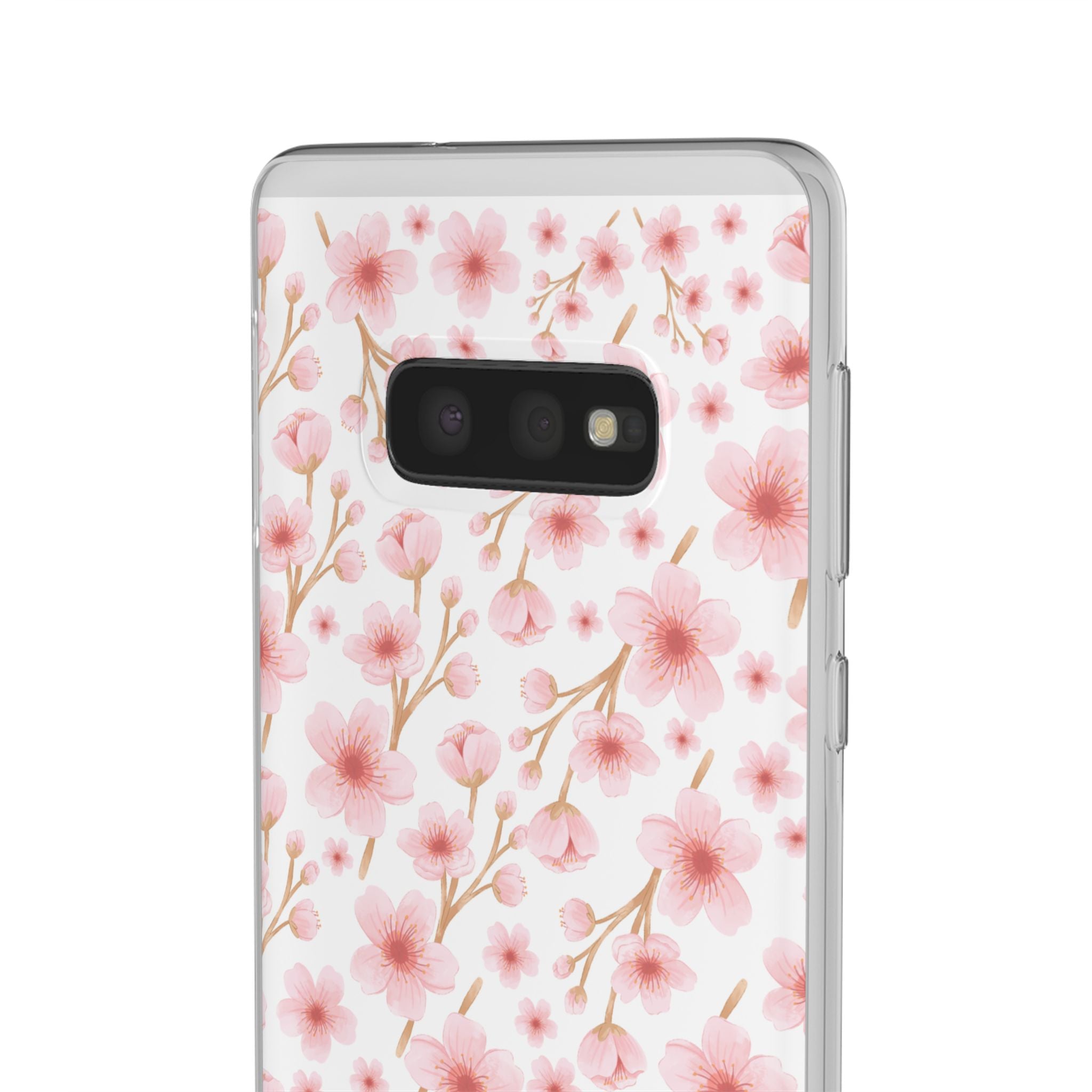 Japanese Pink Flowers White Flexi Clear Cases for Most Phone Types