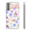 Floral White Flexi Clear Cases for Most Phone Types