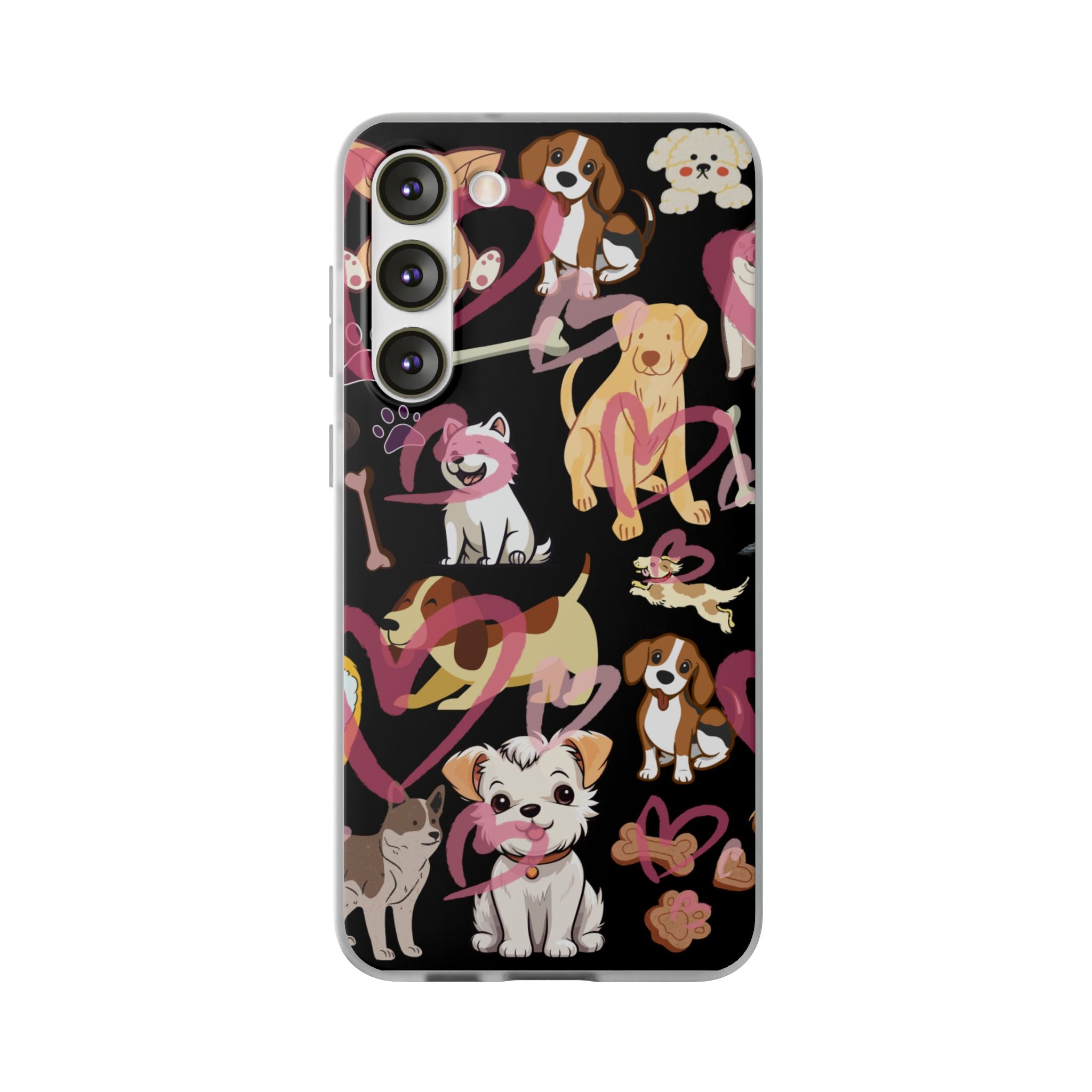 Dogs Love Black Flexi Clear Cases for Most Phone Types (FWS)