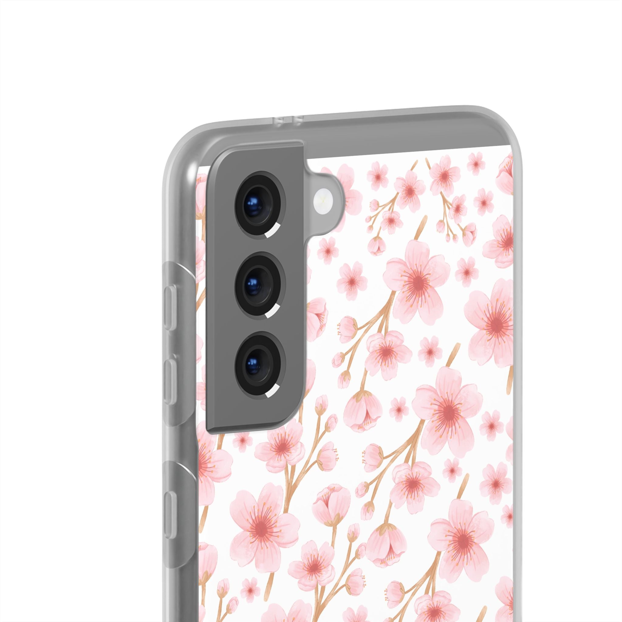 Japanese Pink Flowers White Flexi Clear Cases for Most Phone Types