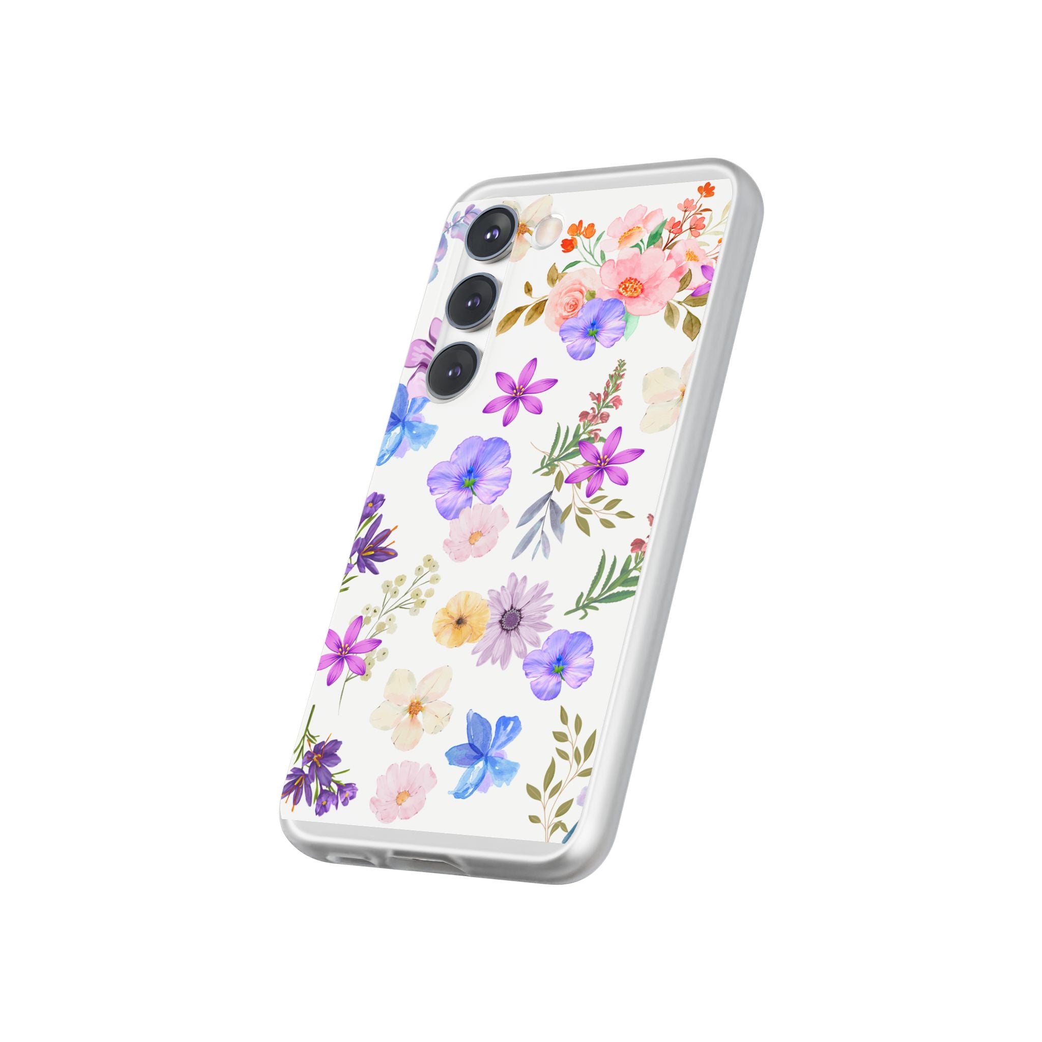 Floral White Flexi Clear Cases for Most Phone Types