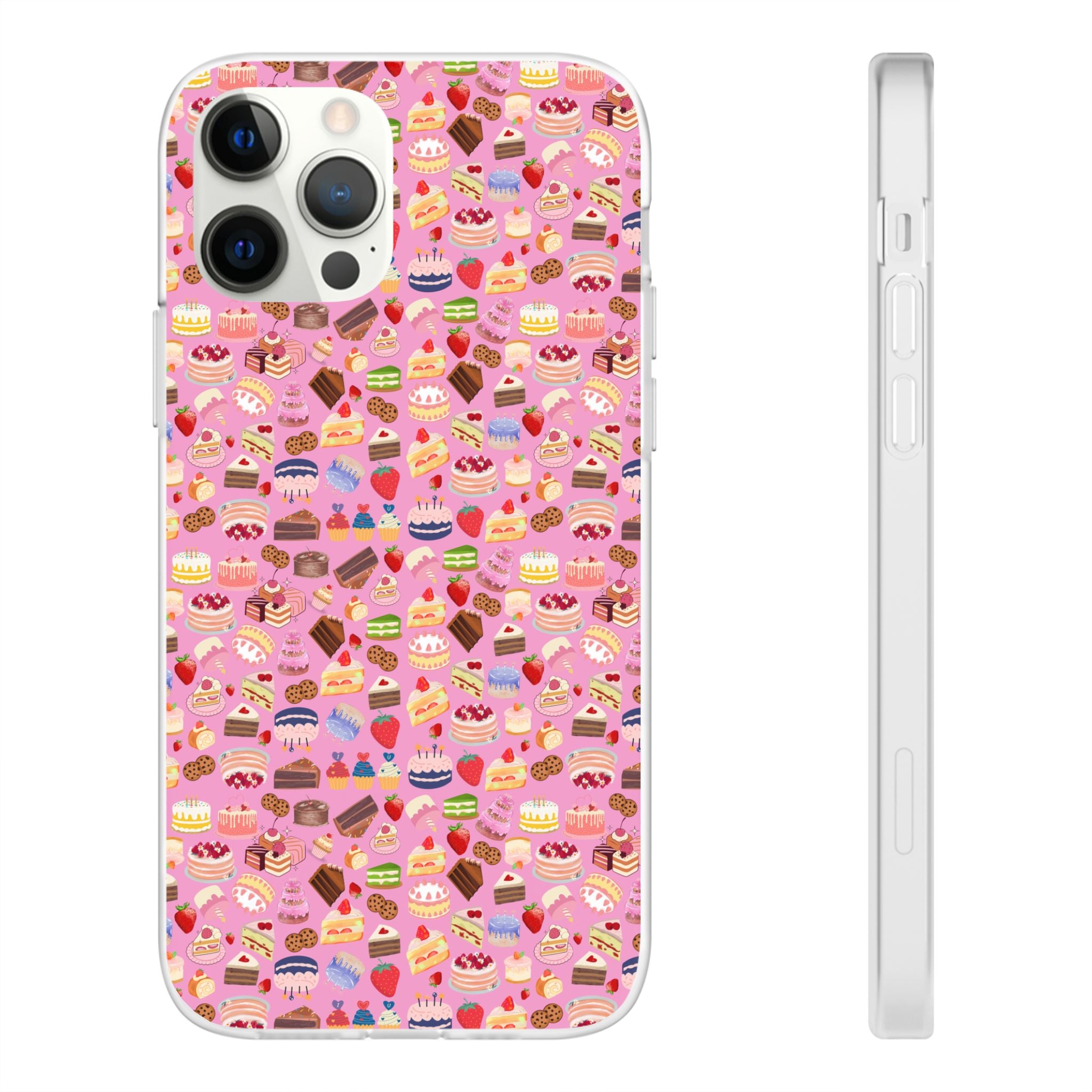 Happy Cake Pink Flexi Clear Cases for Most Phone Types (FWS)