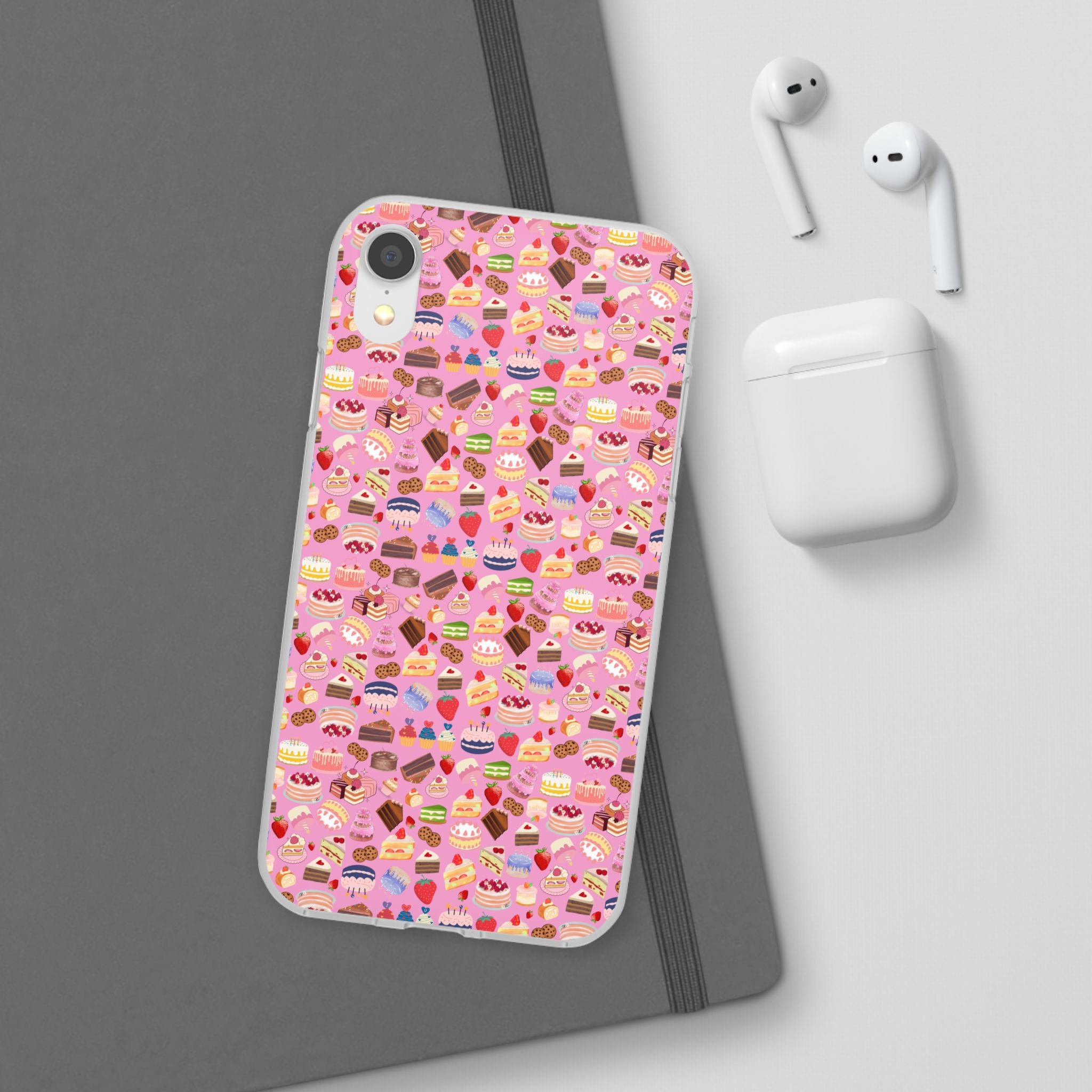 Happy Cake Pink Flexi Clear Cases for Most Phone Types (FWS)