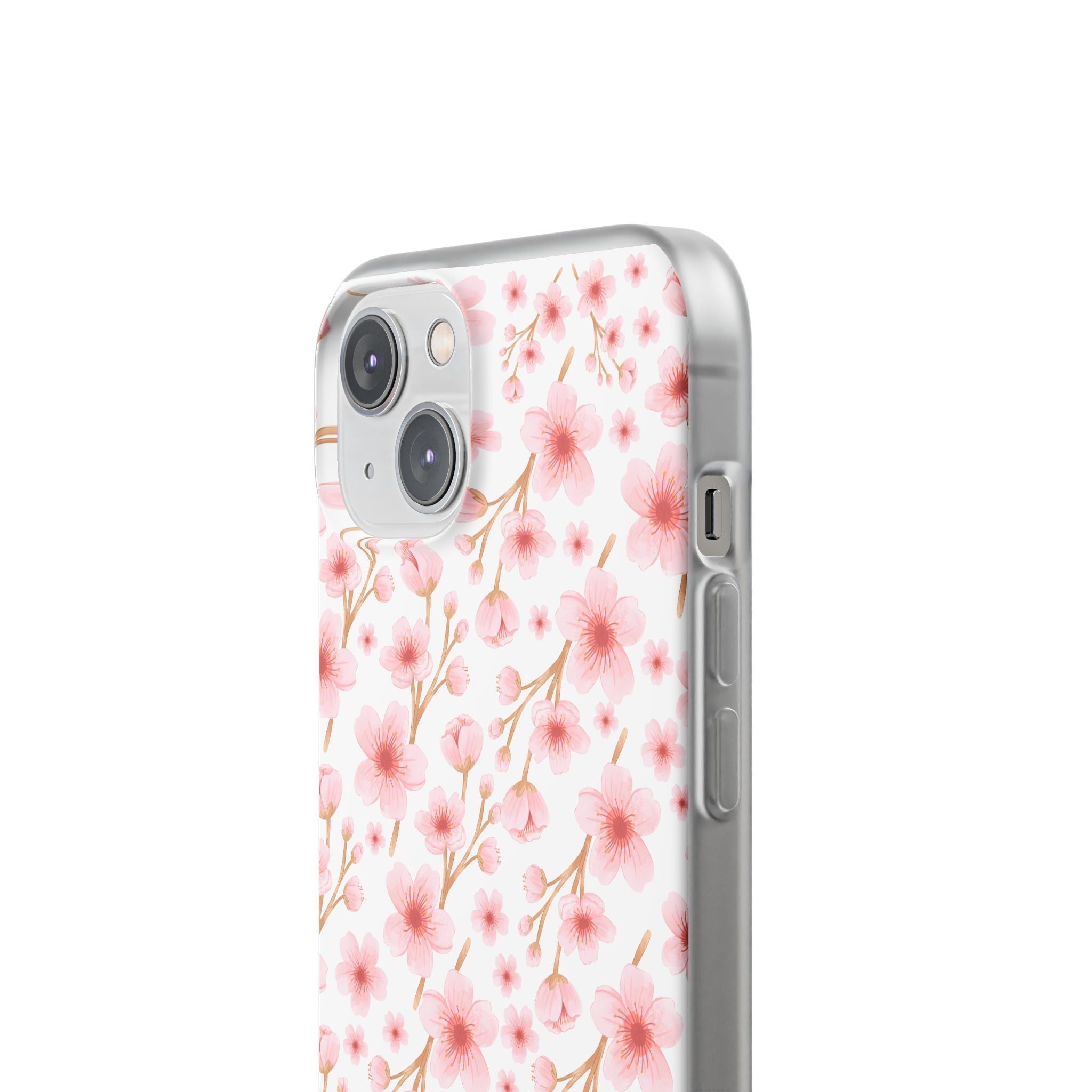 Japanese Pink Flowers White Flexi Clear Cases for Most Phone Types