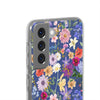 Blue Colourful Floral Flexi Clear Cases for Most Phone Types