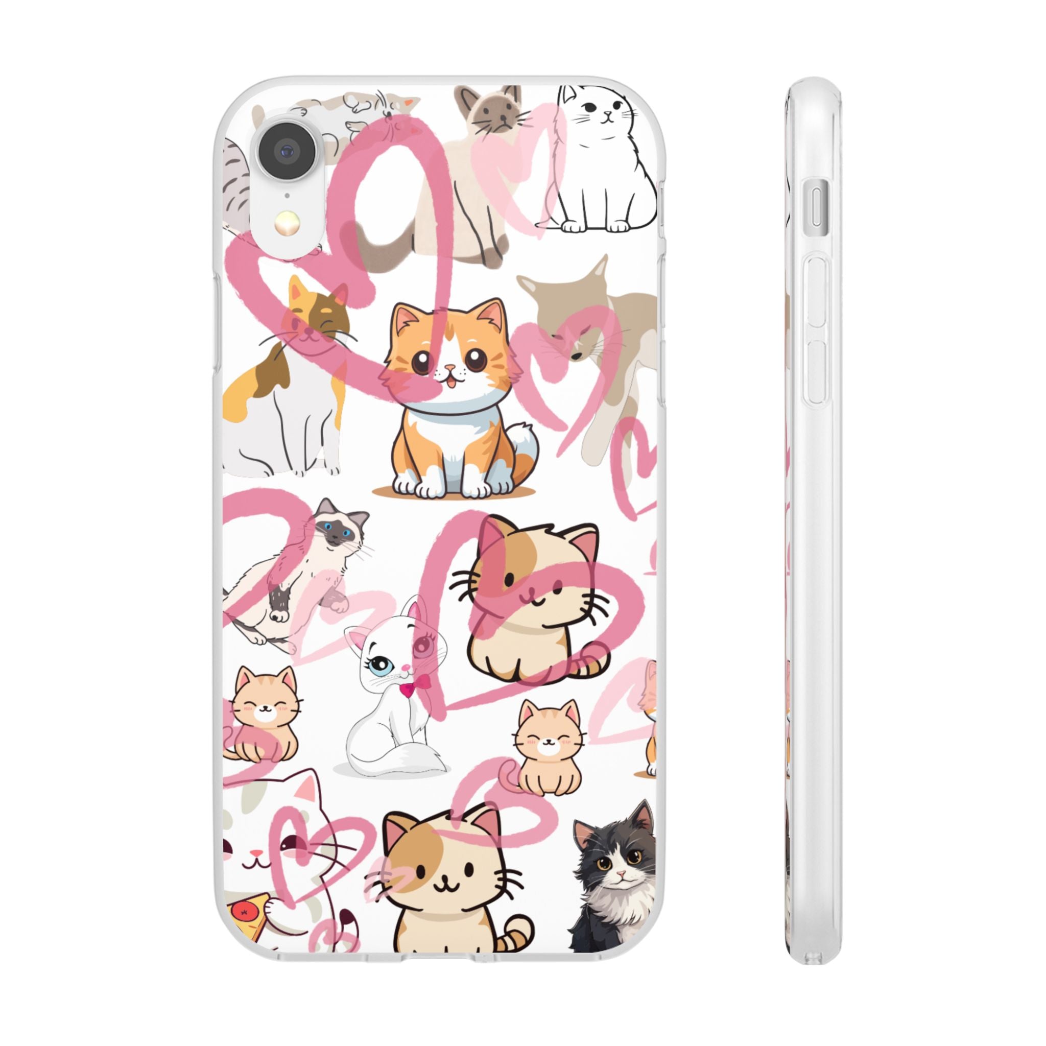 Cats Love White Flexi Clear Cases for Most Phone Types (FWS)