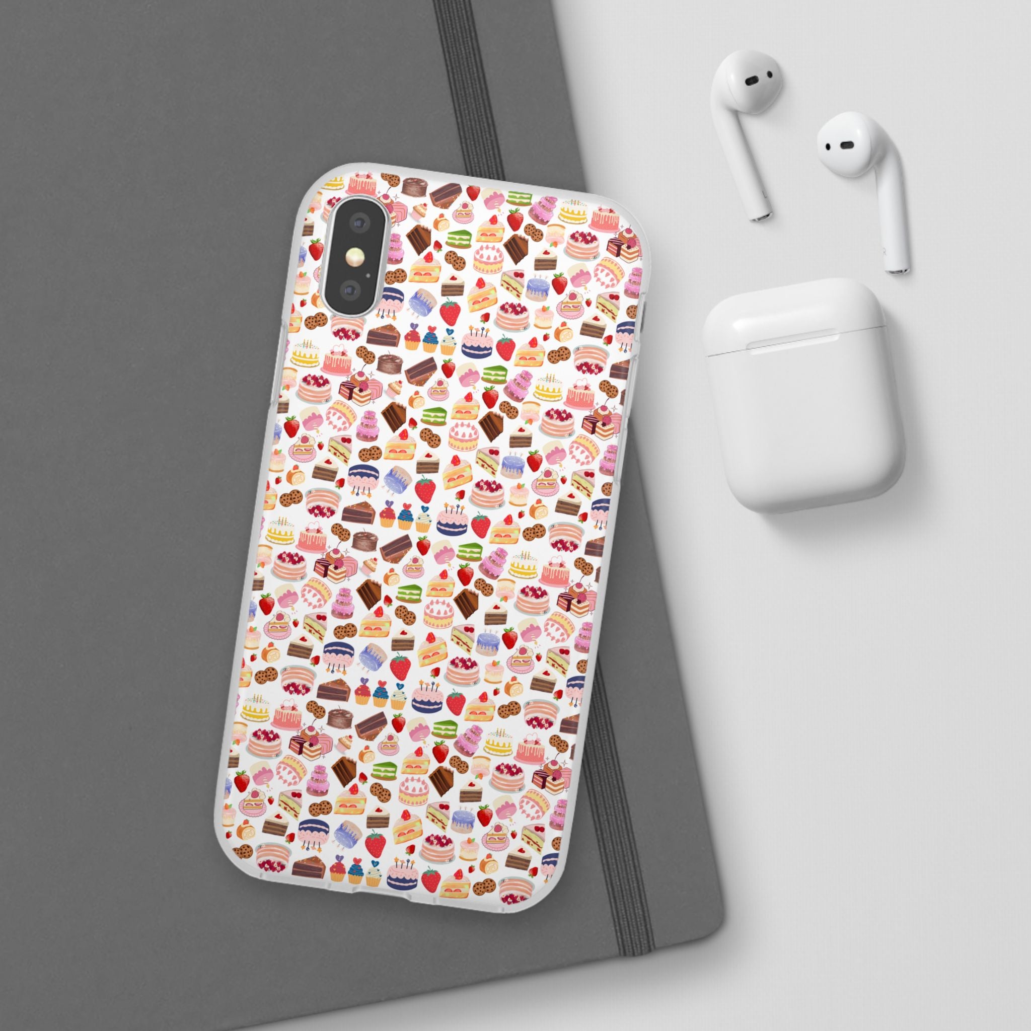Happy Cake White Flexi Clear Cases for Most Phone Types (FWS)