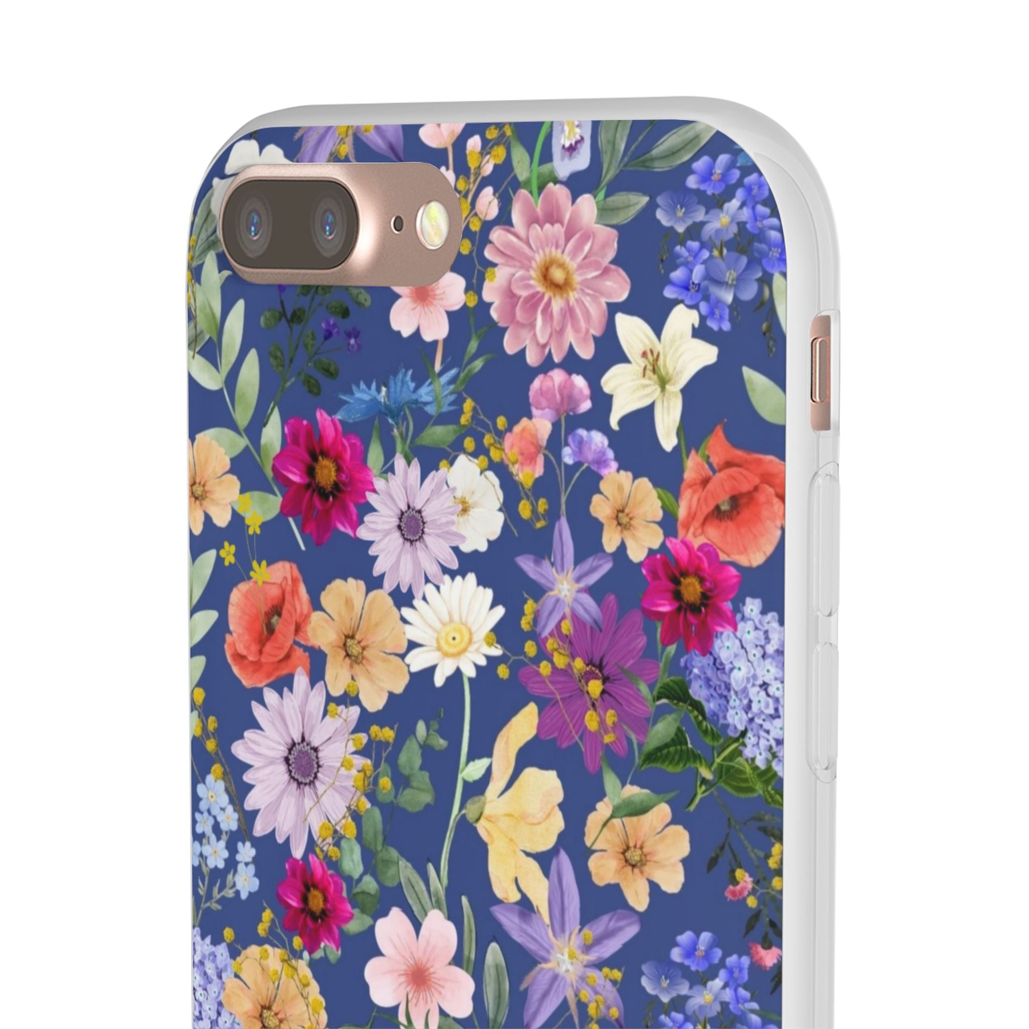 Blue Colourful Floral Flexi Clear Cases for Most Phone Types