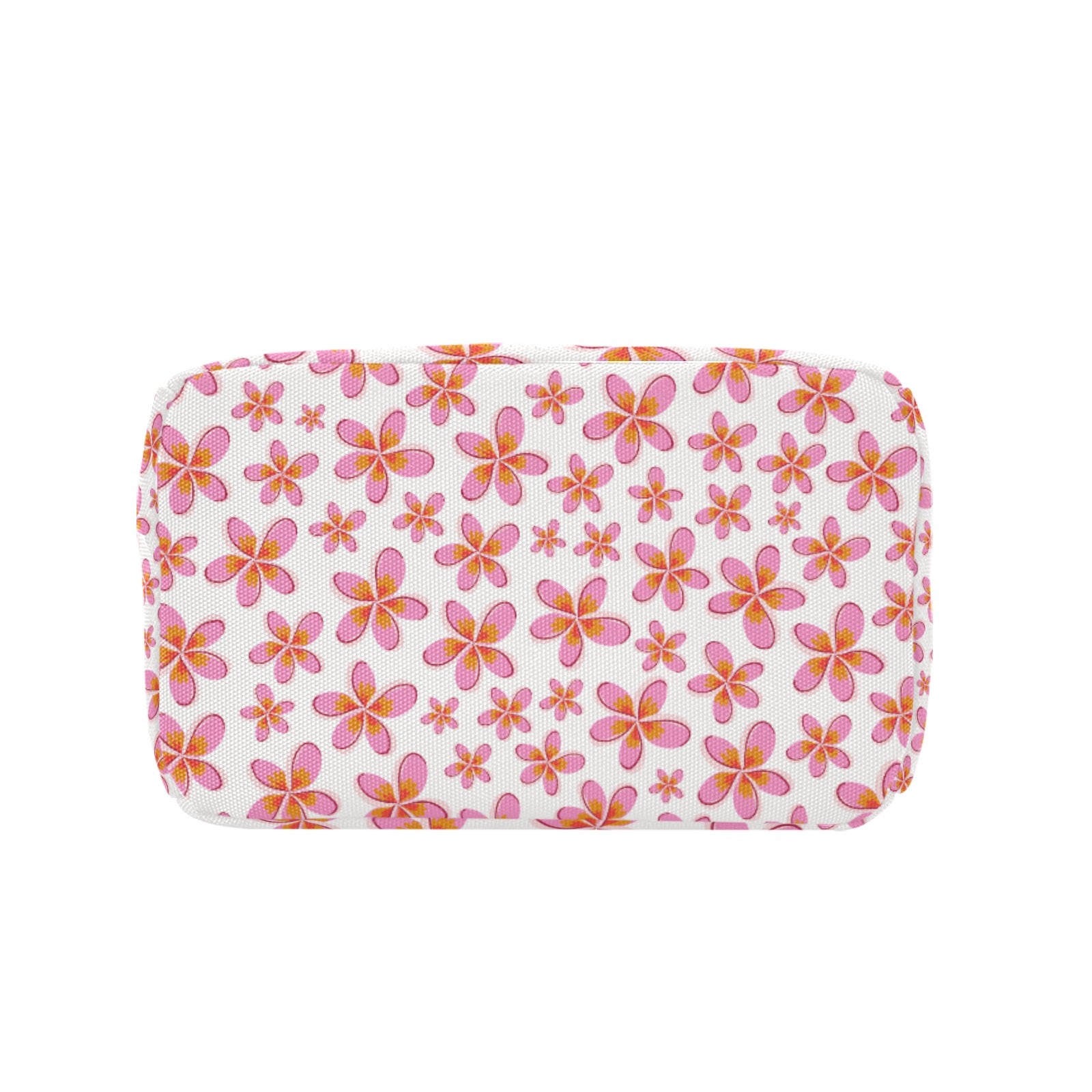 Graphic Pink Frangipanis White Insulated Zipper Lunch Bag