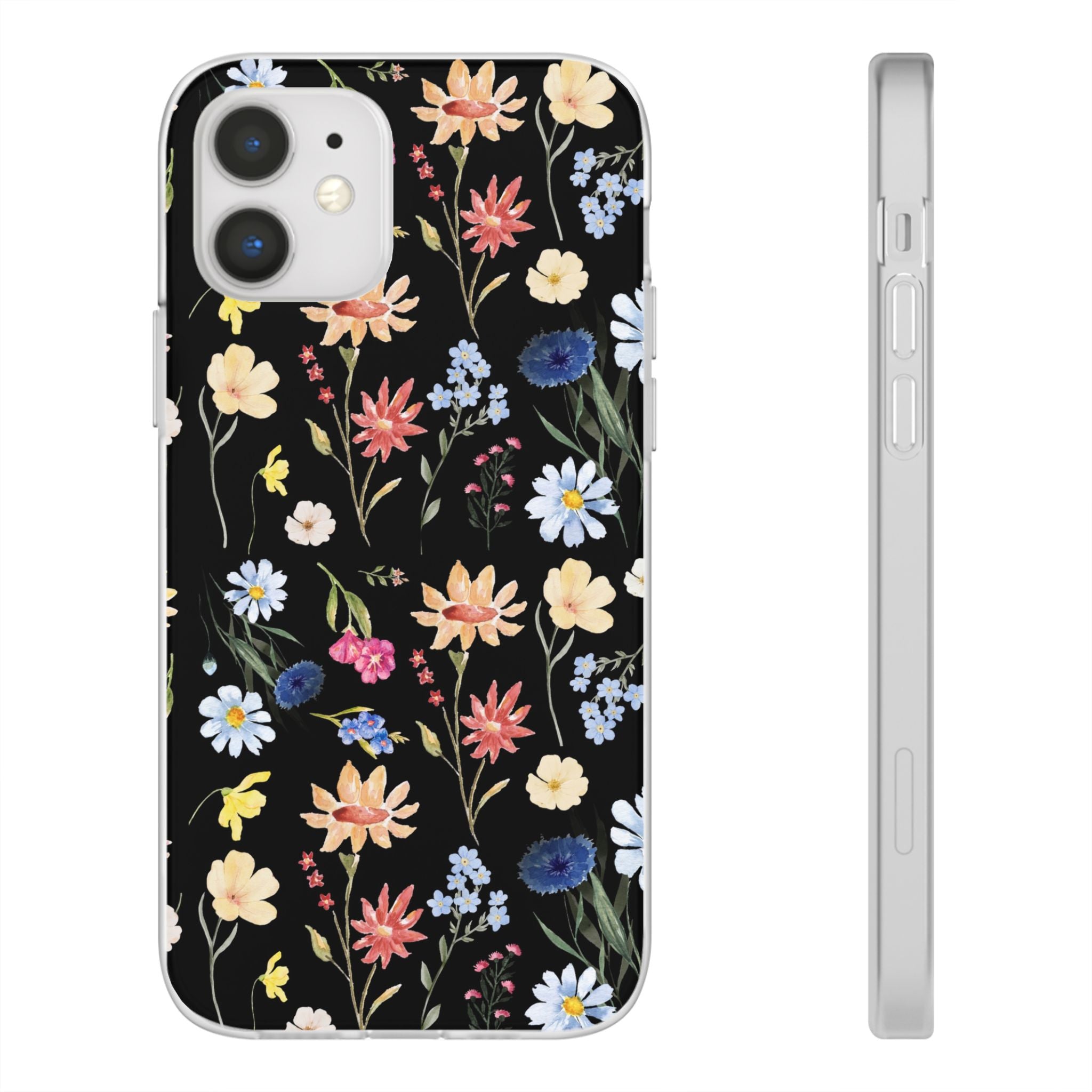 Wildflowers Painted Black Flexi Clear Case for Most Phone Types