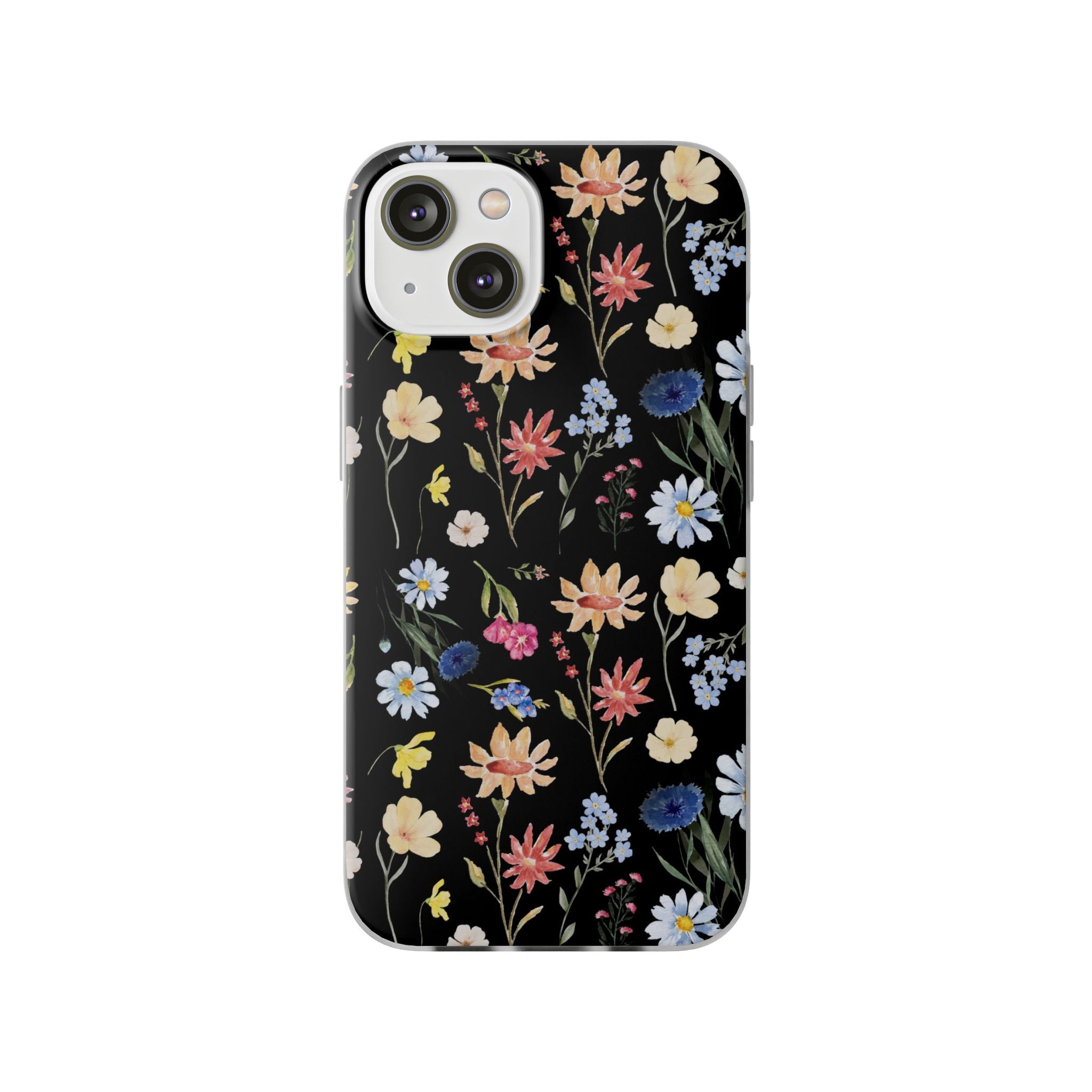 Wildflowers Painted Black Flexi Clear Case for Most Phone Types
