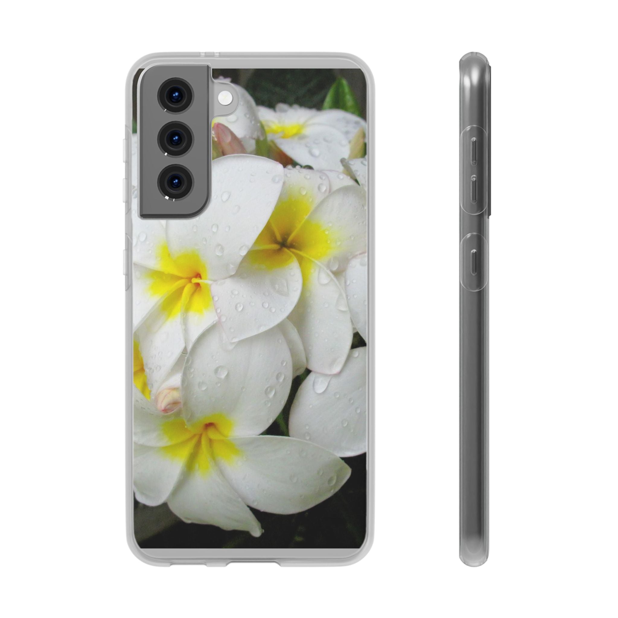 Fresh White Frangipanis Flexi Clear Cases for Most Phone Types (FWS)