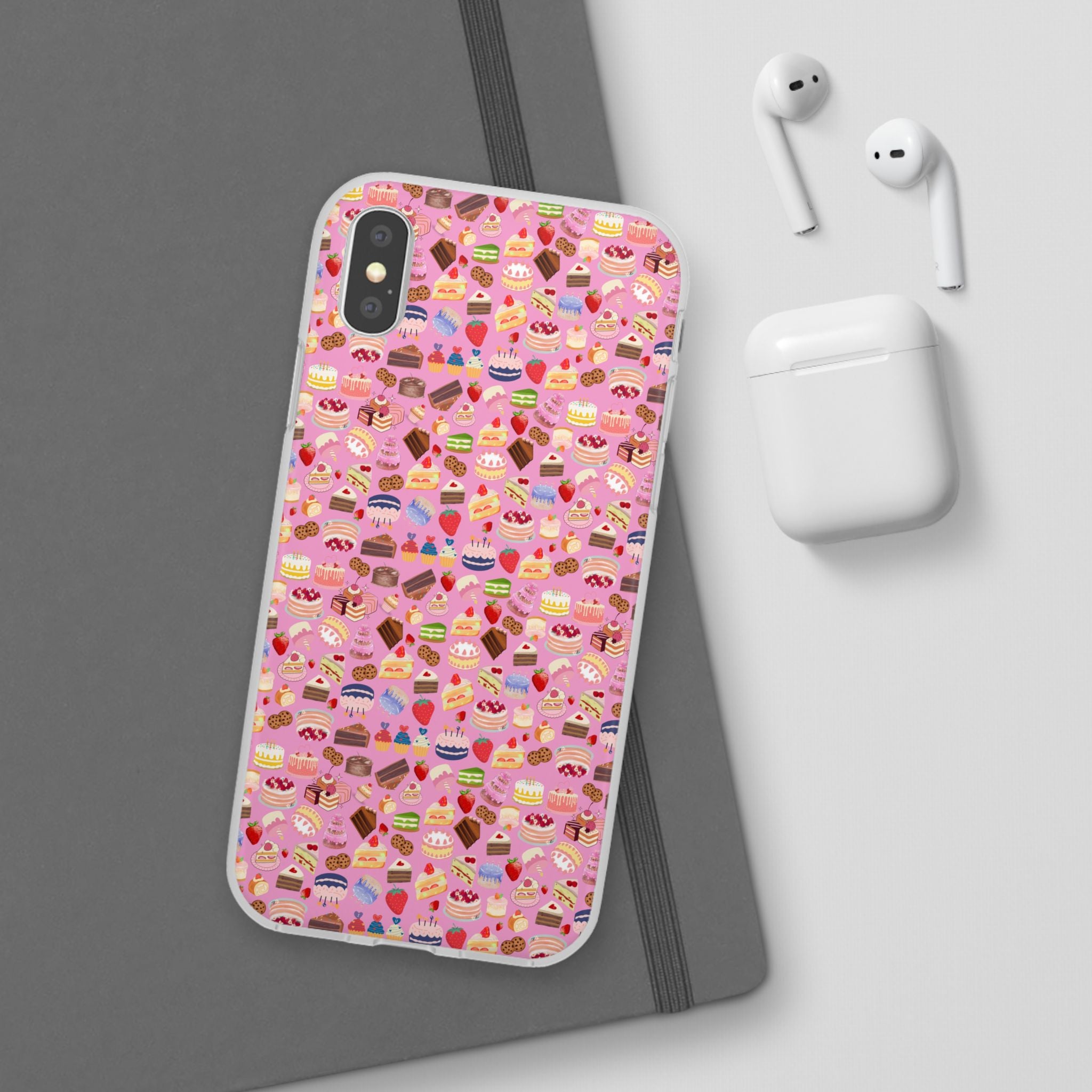 Happy Cake Pink Flexi Clear Cases for Most Phone Types (FWS)
