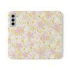 Pastel Frangipanis Yellow Wallet Style Phone Case Vegan Leather