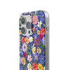 Blue Colourful Floral Flexi Clear Cases for Most Phone Types