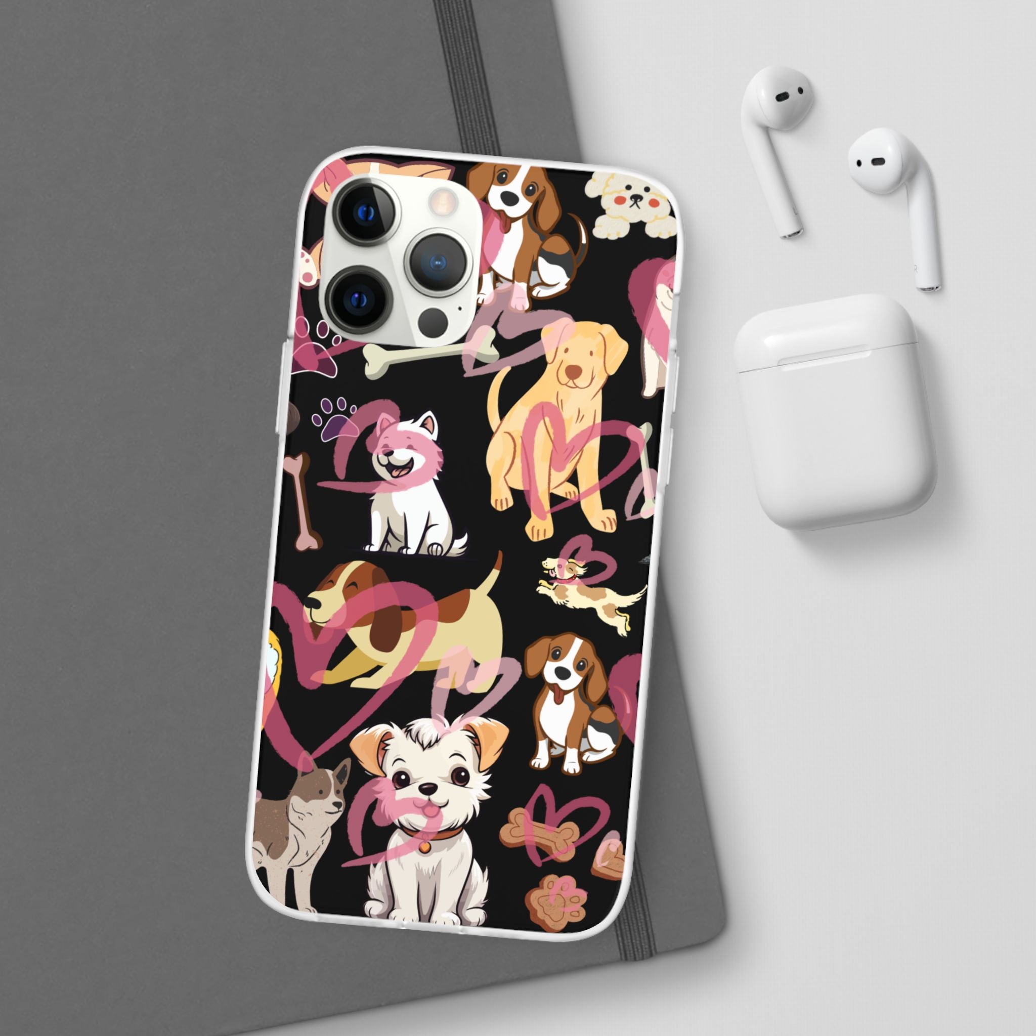 Dogs Love Black Flexi Clear Cases for Most Phone Types (FWS)