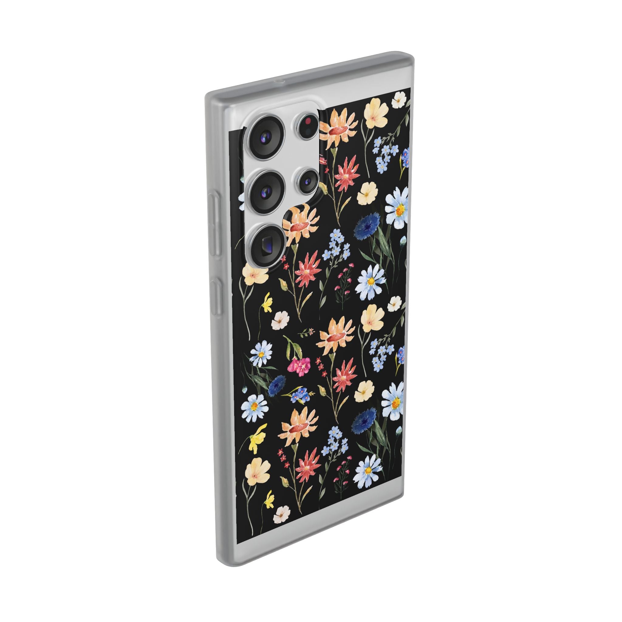 Wildflowers Painted Black Flexi Clear Cases for Most Phone Types (FWS)