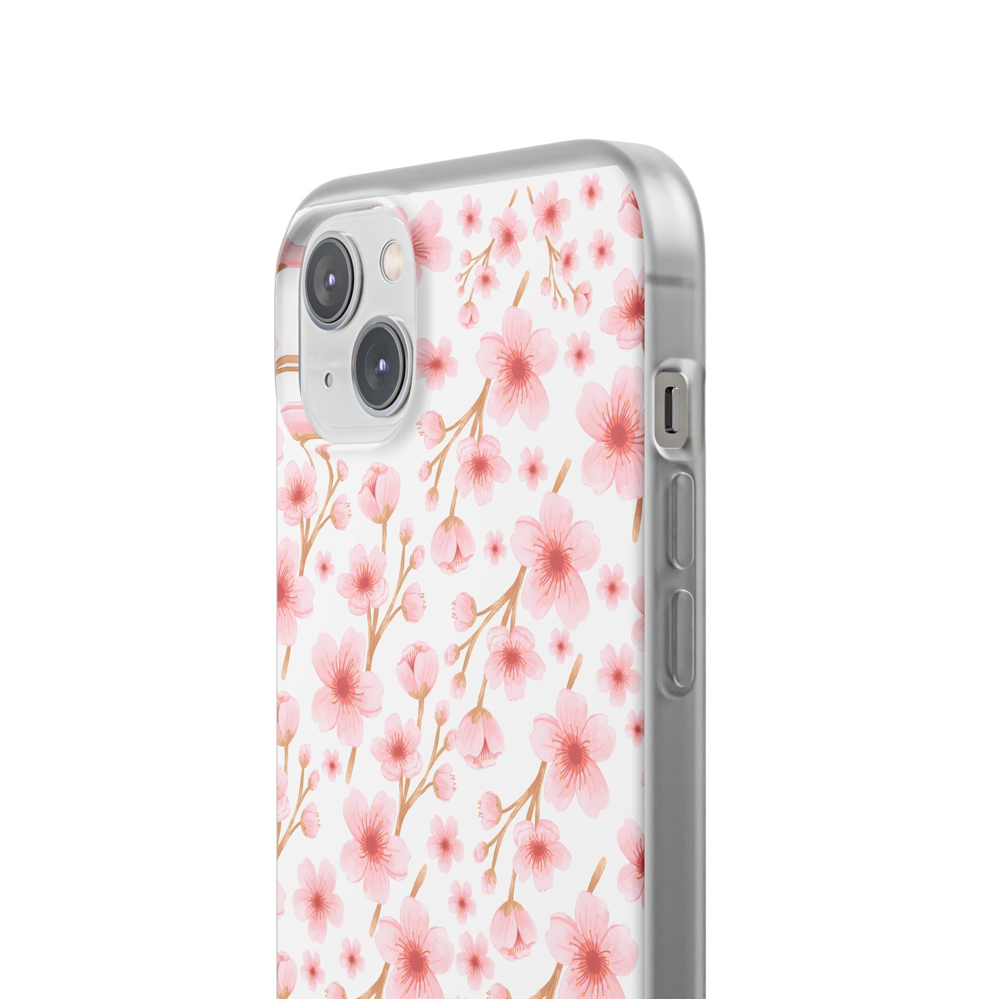 Japanese Pink Flowers White Flexi Clear Cases for Most Phone Types