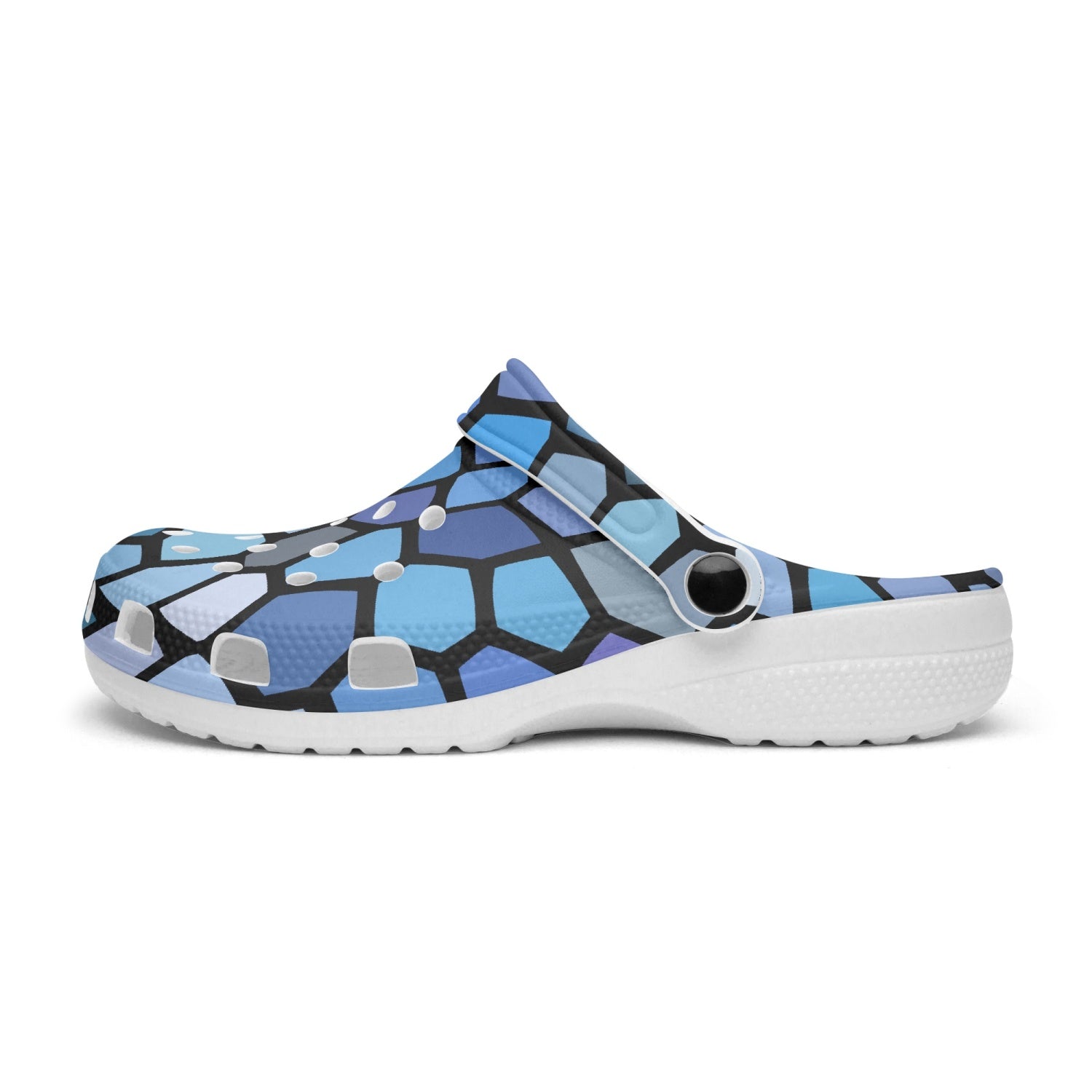 Blue Stained Glass Unisex White Rubber Clogs