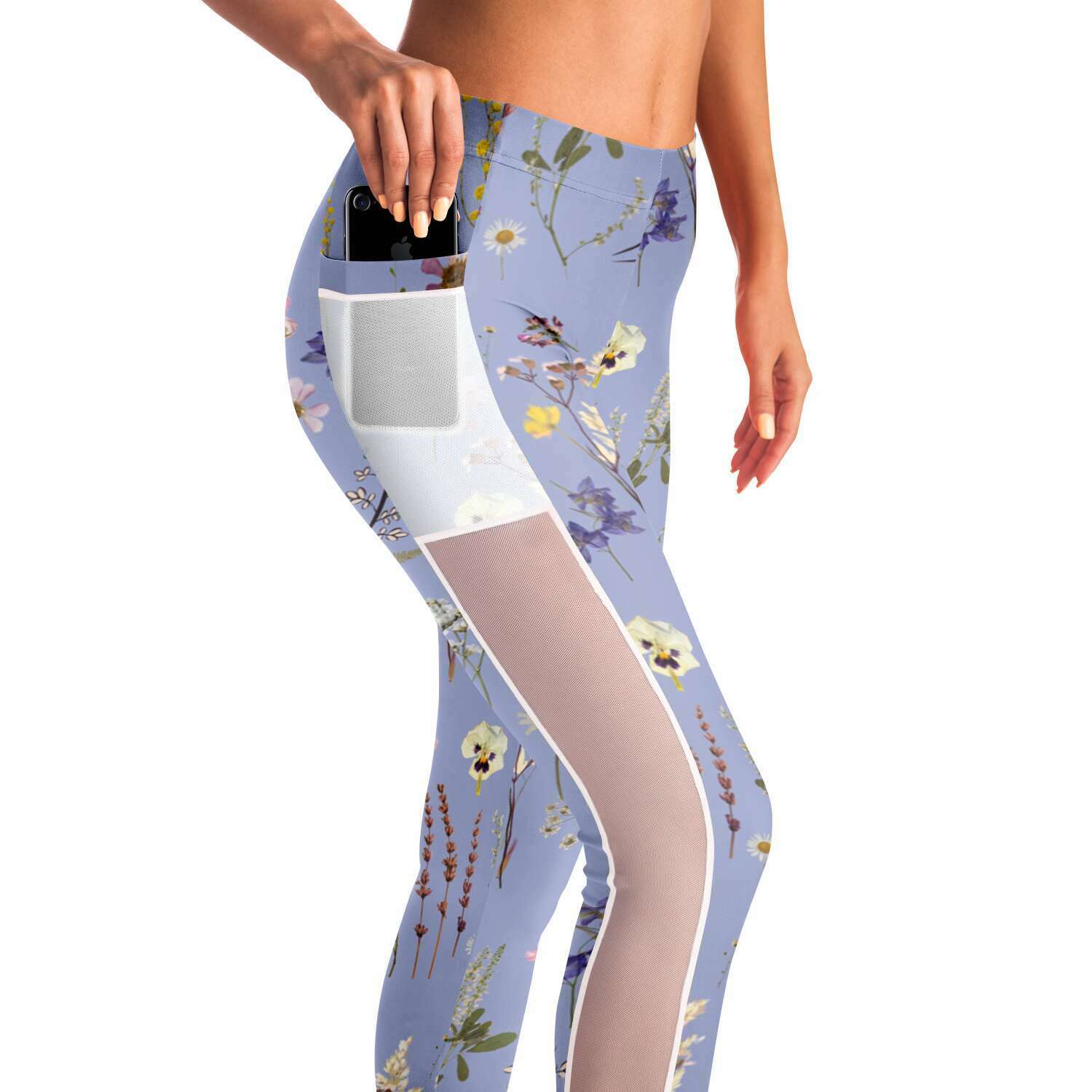 Wildflowers Lilac Mesh Panel Side Pockets Leggings (FWS)