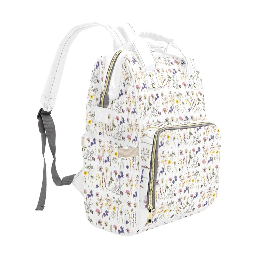 Wildflowers White Multi-Function Backpack with White Handles