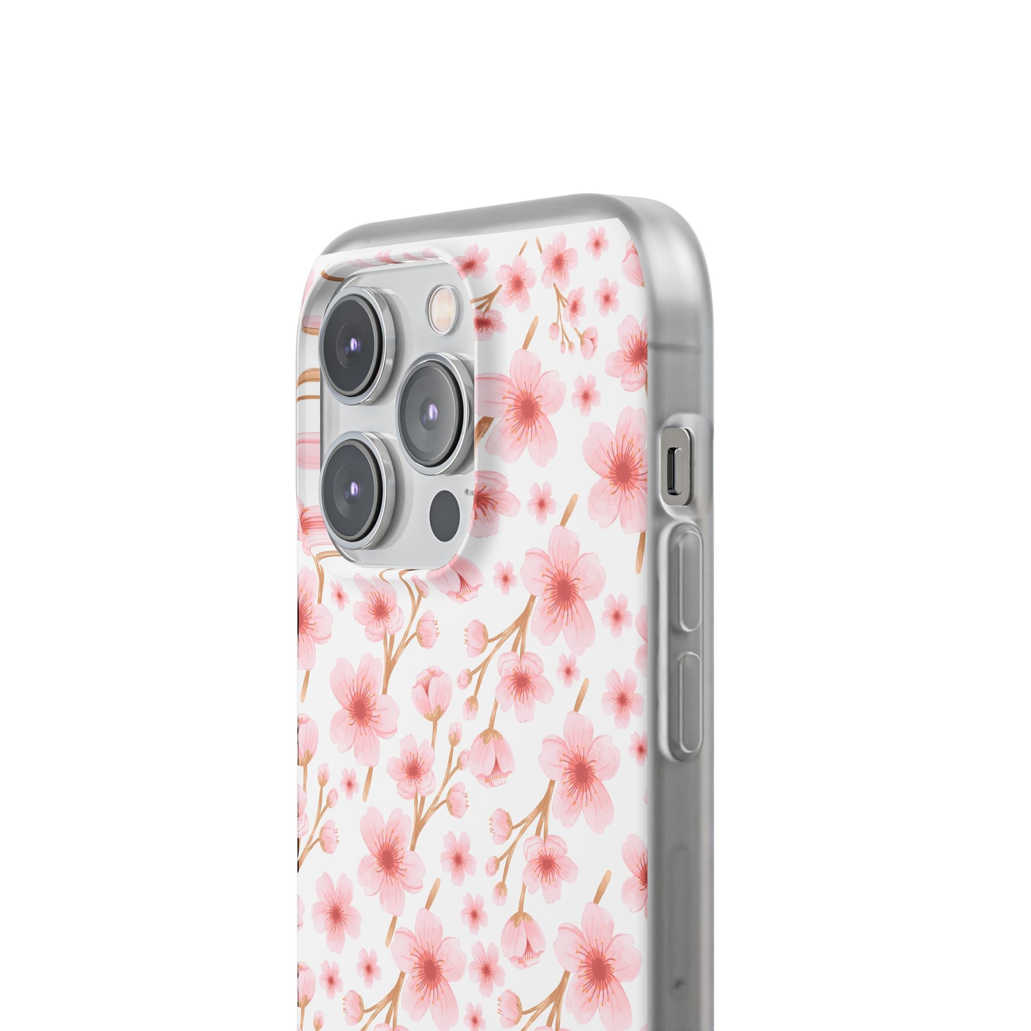 Japanese Pink Flowers White Flexi Clear Cases for Most Phone Types