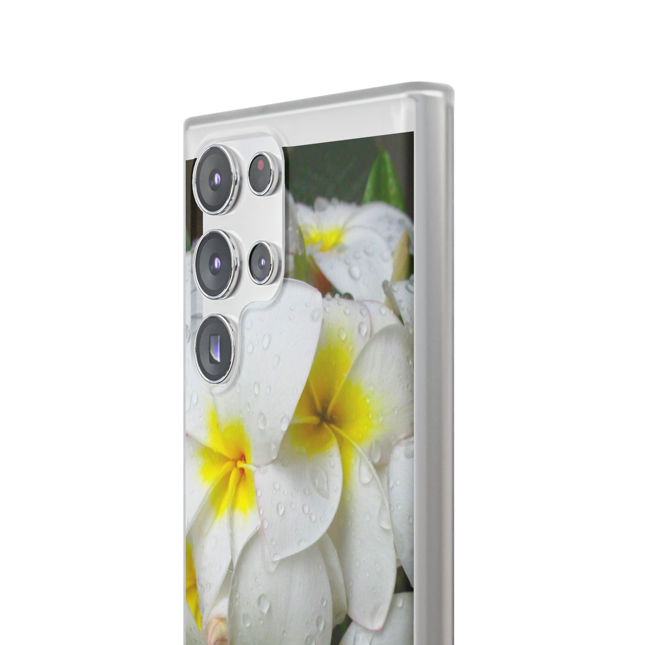 Fresh White Frangipanis Flexi Clear Cases for Most Phone Types (FWS)