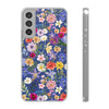 Blue Colourful Floral Flexi Clear Cases for Most Phone Types