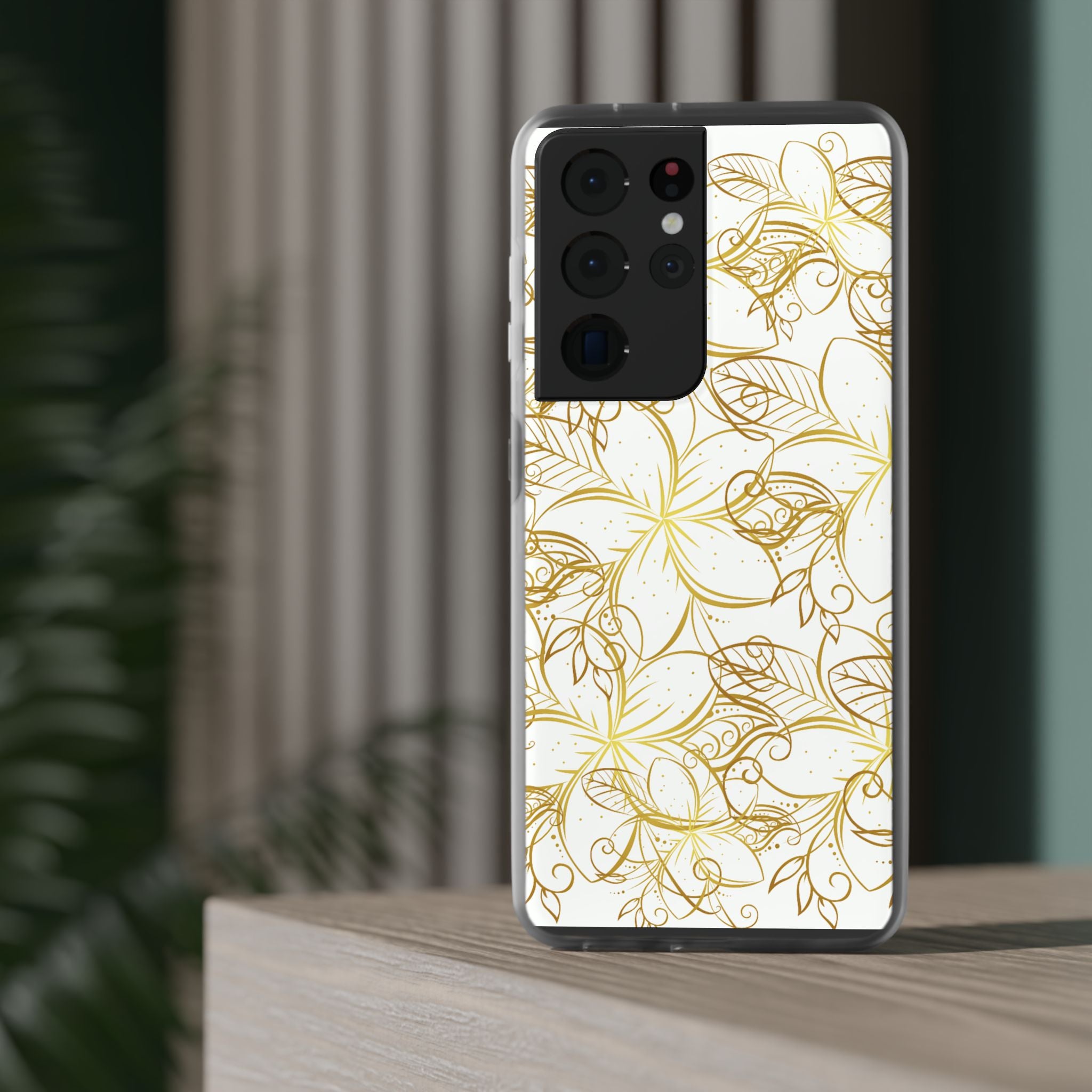 Golden Frangipanis White Flexi Clear Cases for Most Phone Types (FWS)