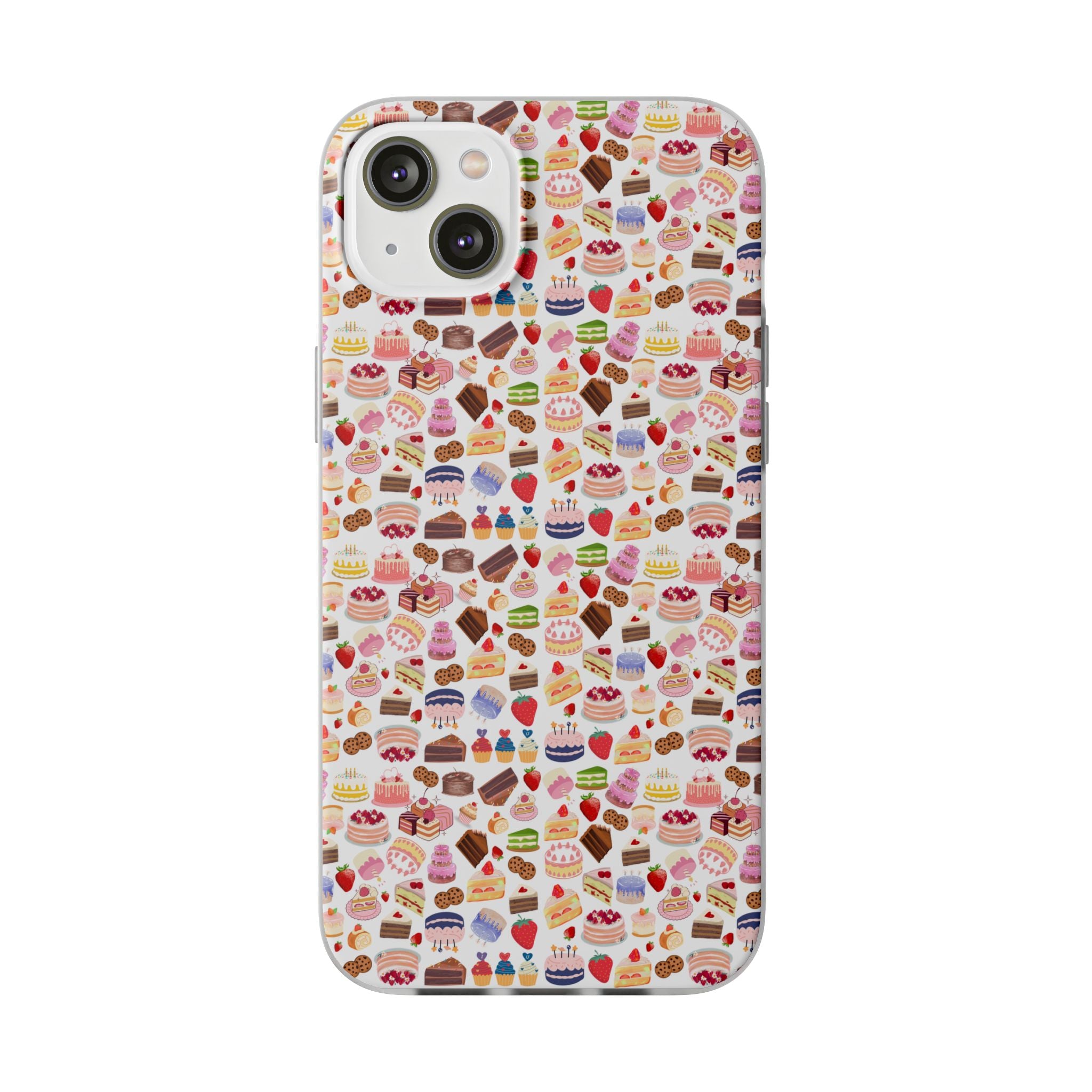 Happy Cake White Flexi Clear Cases for Most Phone Types (FWS)