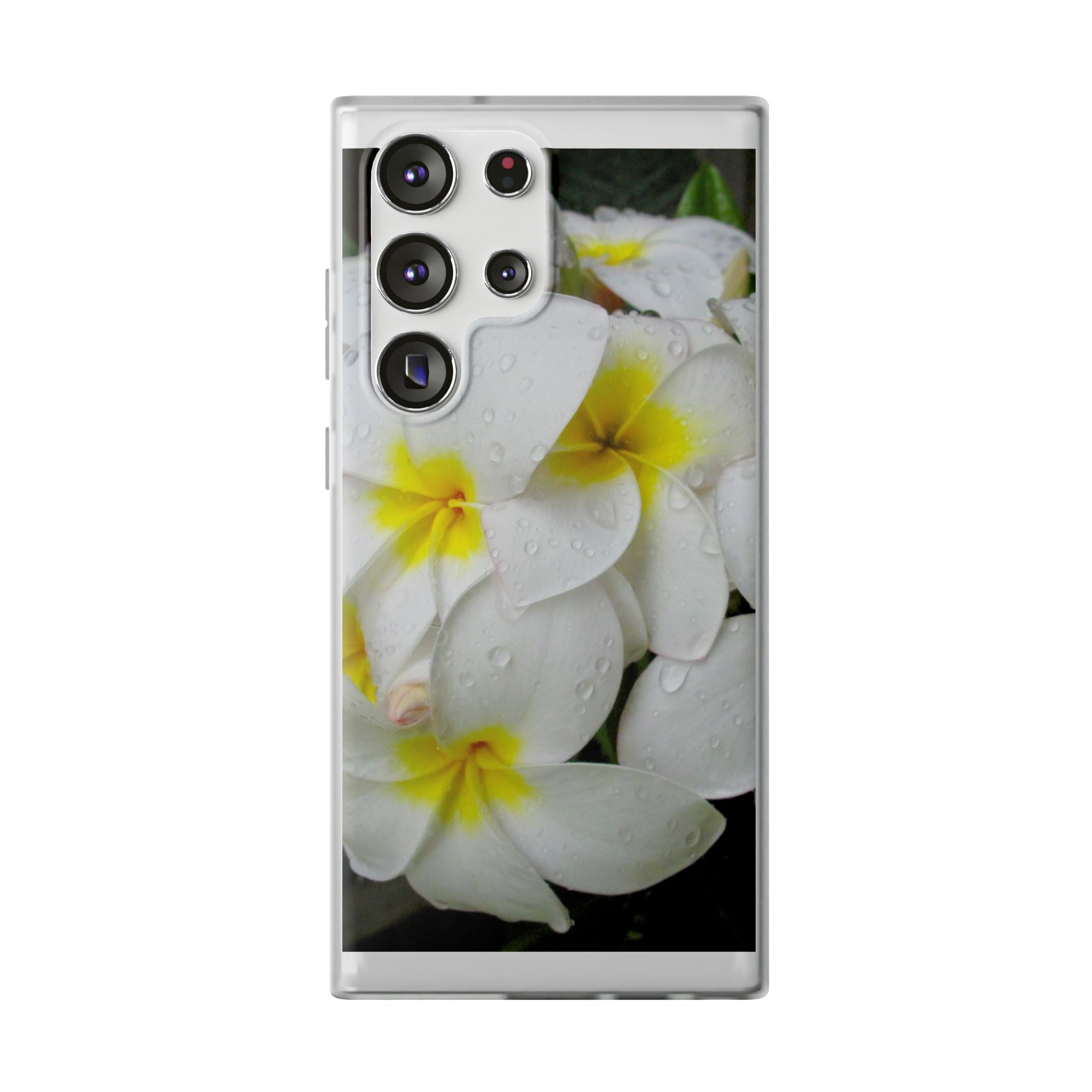 Fresh White Frangipanis Flexi Clear Cases for Most Phone Types (FWS)