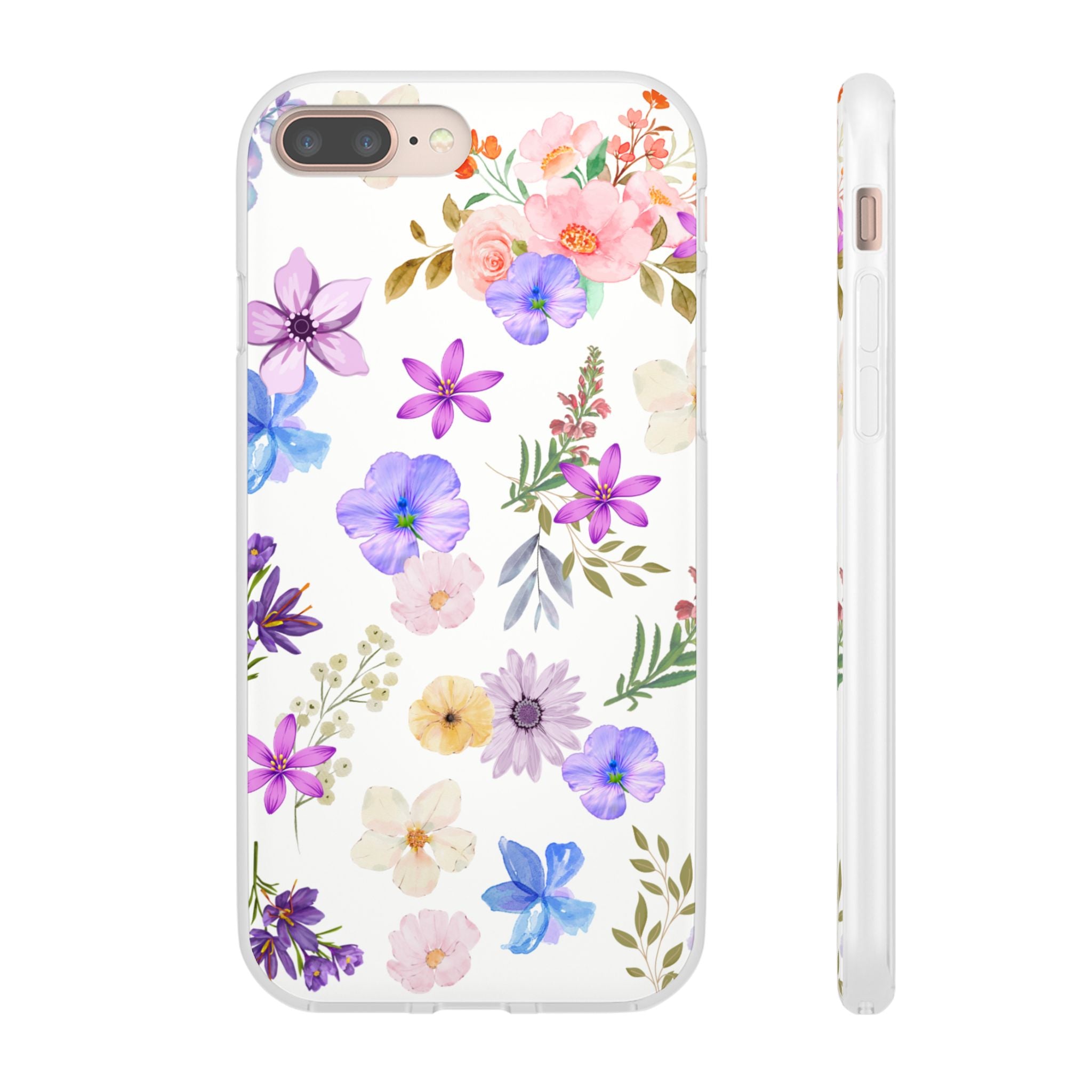Floral White Flexi Clear Cases for Most Phone Types