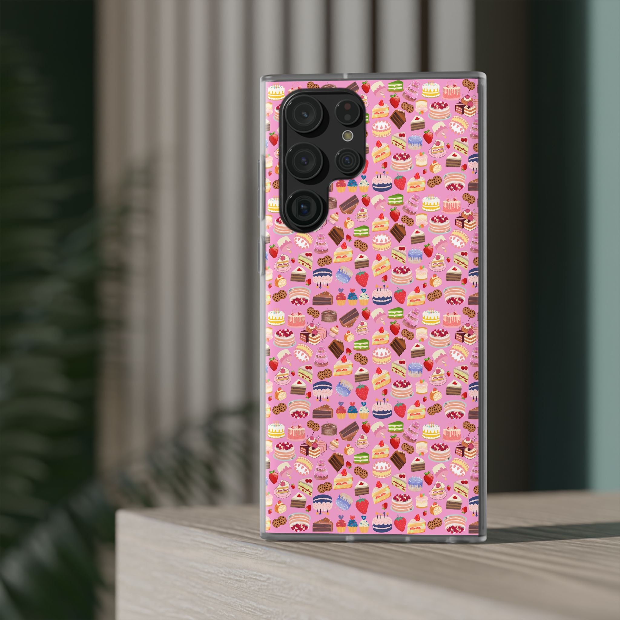 Happy Cake Pink Flexi Clear Cases for Most Phone Types (FWS)