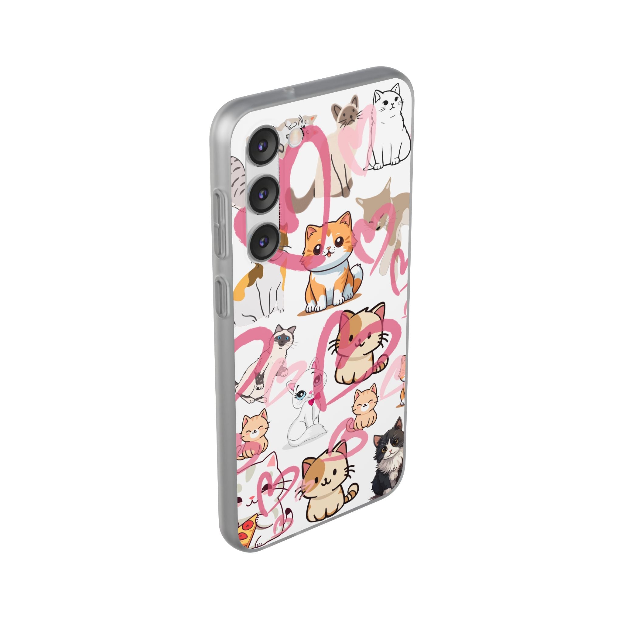 Cats Love White Flexi Clear Cases for Most Phone Types (FWS)