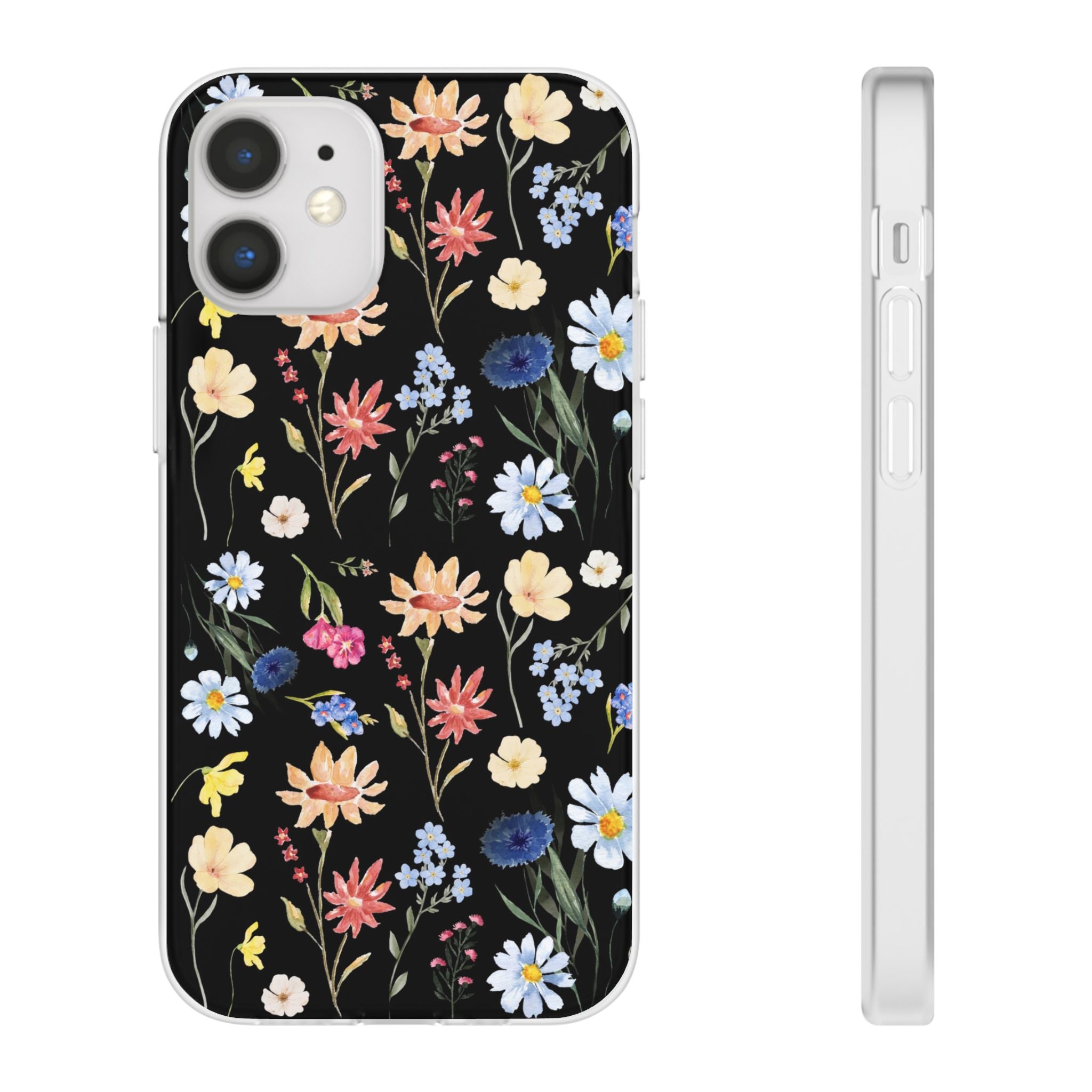 Wildflowers Painted Black Flexi Clear Cases for Most Phone Types (FWS)