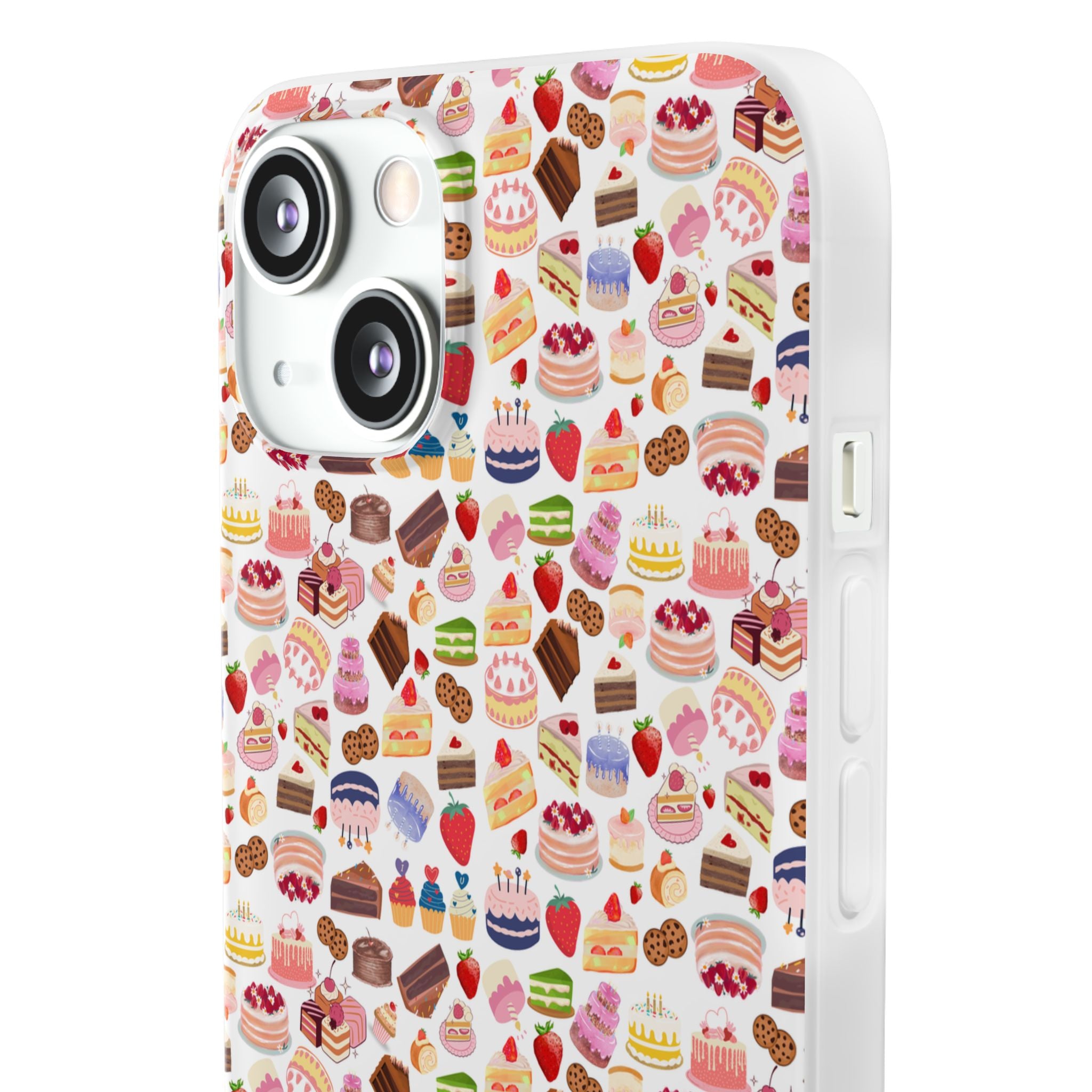 Happy Cake White Flexi Clear Cases for Most Phone Types (FWS)