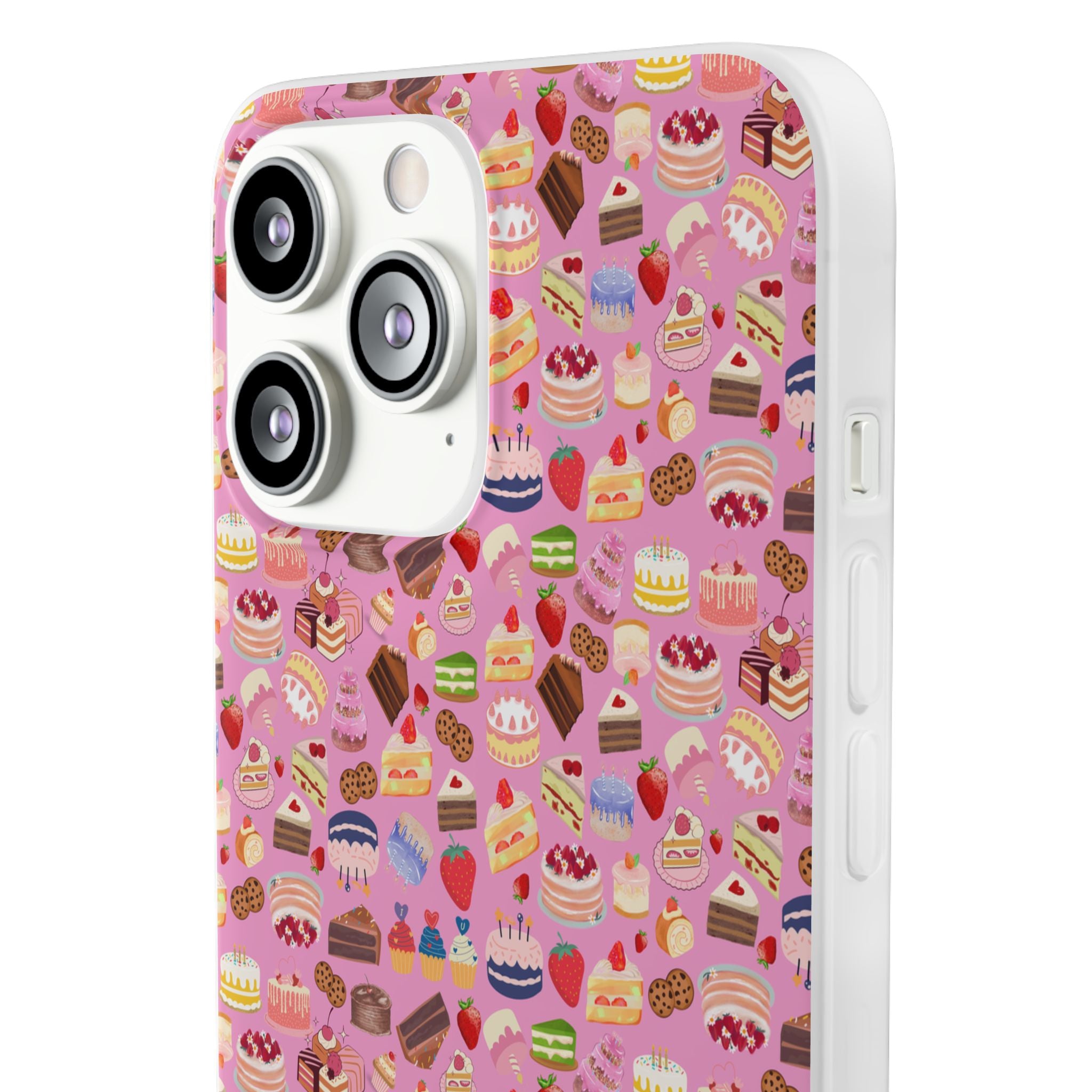 Happy Cake Pink Flexi Clear Cases for Most Phone Types (FWS)
