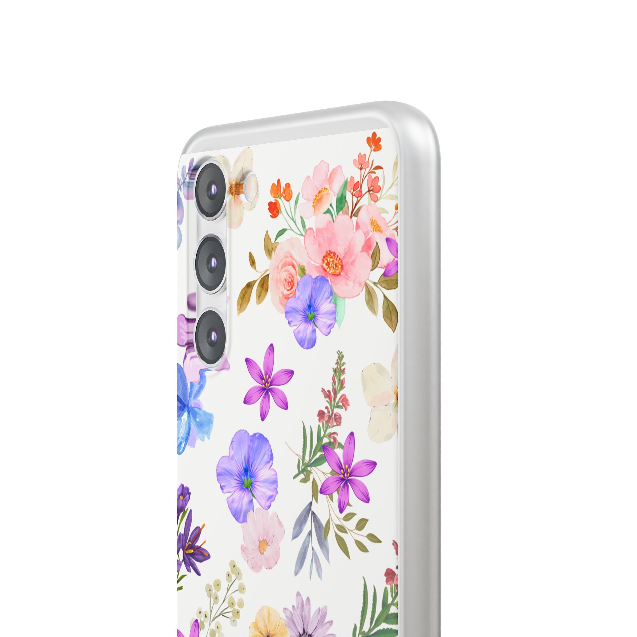 Floral White Flexi Clear Cases for Most Phone Types