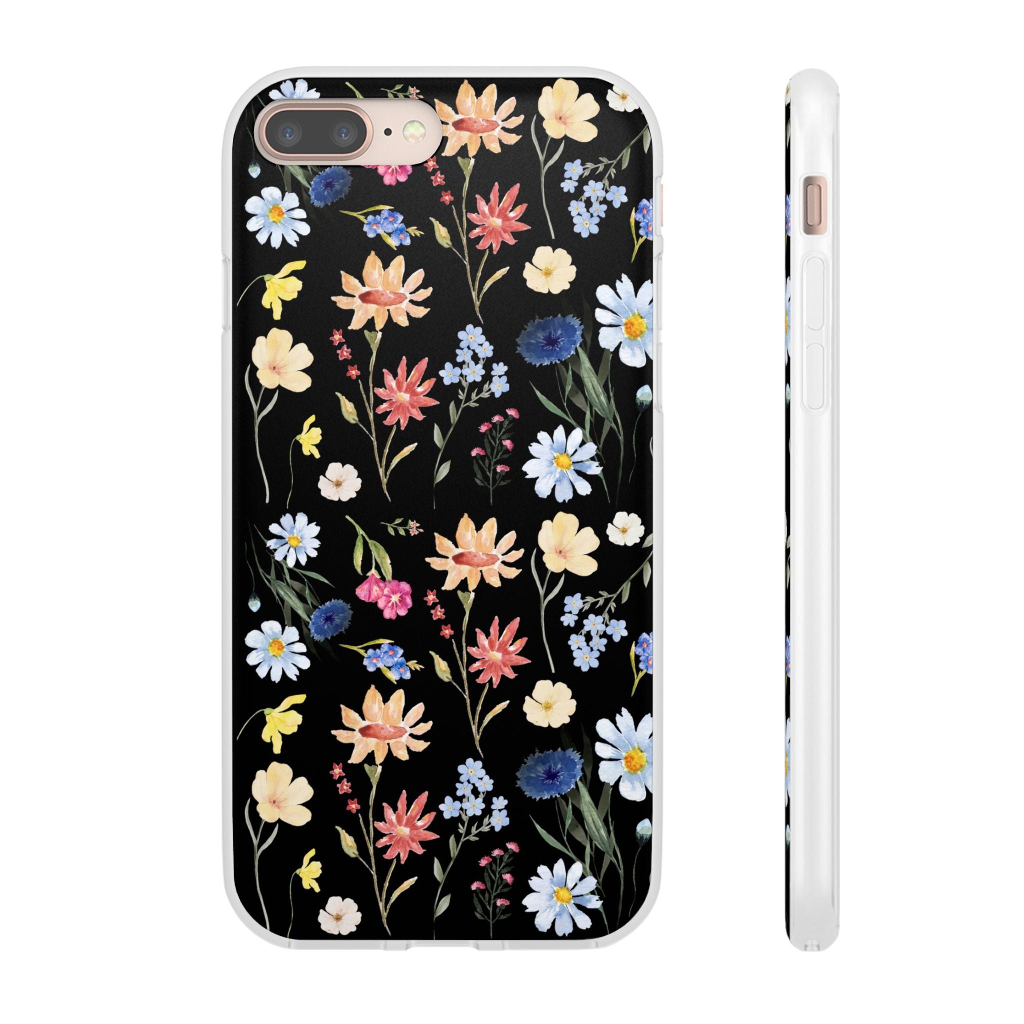 Wildflowers Painted Black Flexi Clear Cases for Most Phone Types (FWS)